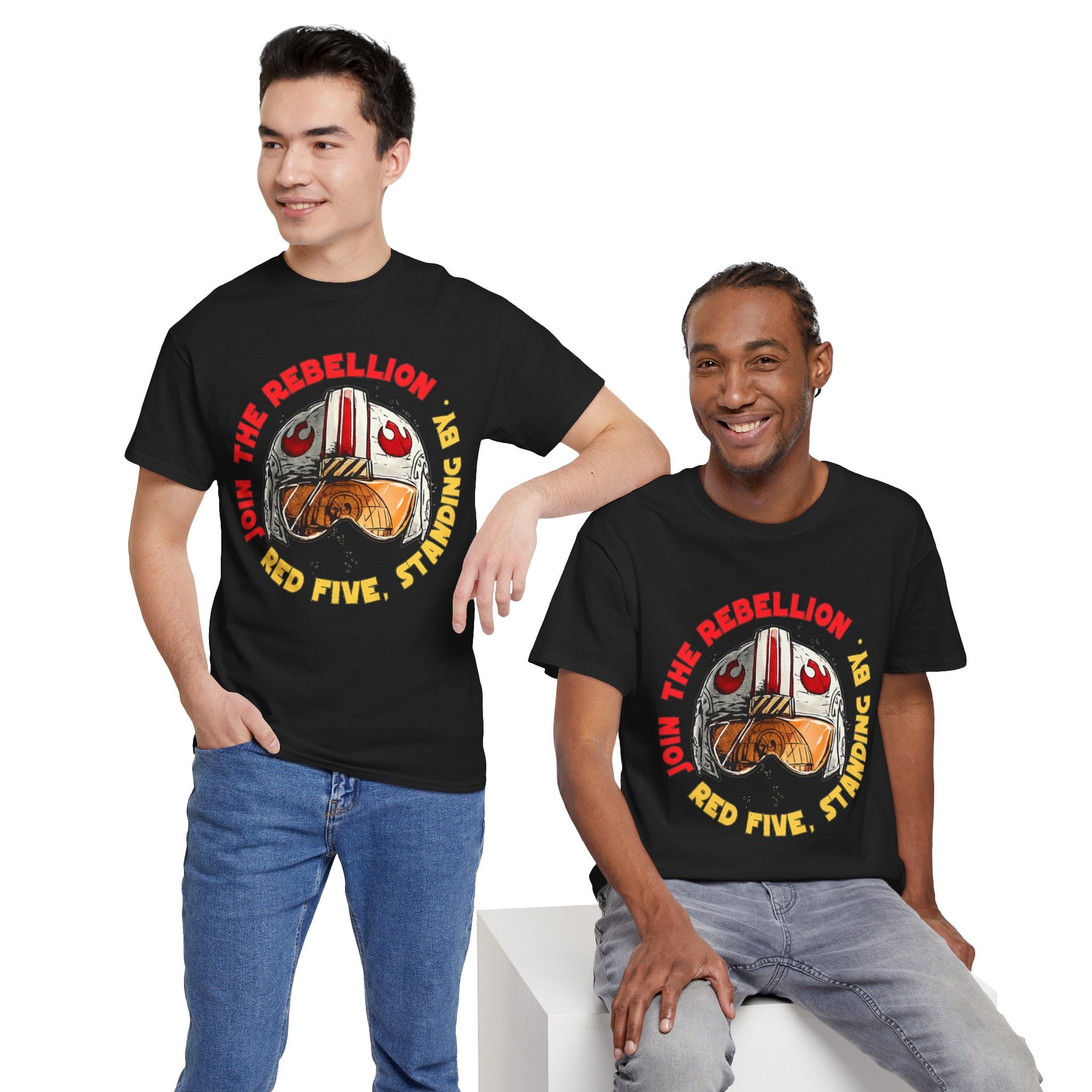 Rebel Pilot T-Shirt — "Join the Rebellion, Red Five" Vintage Helmet Design
