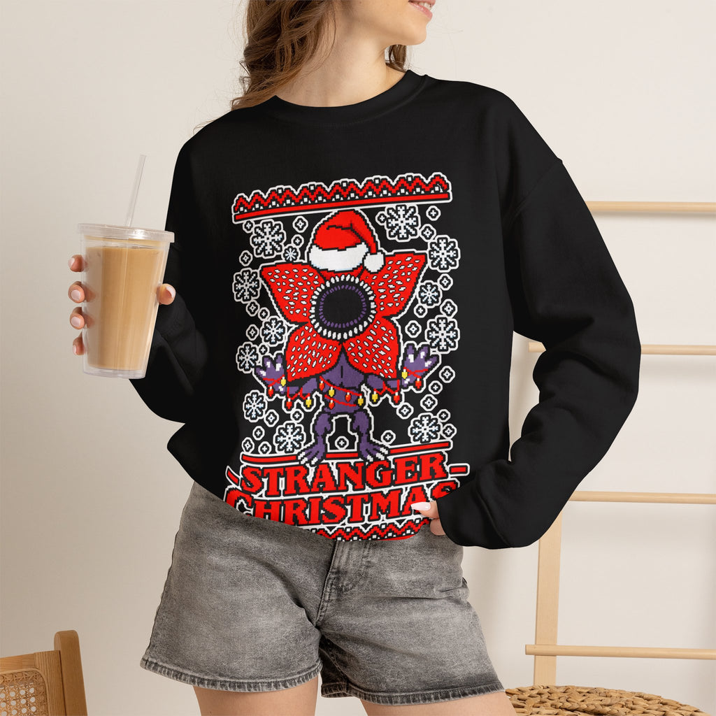 Stranger Christmas Crewneck Sweatshirt – Retro Demogorgon Holiday Sweater
