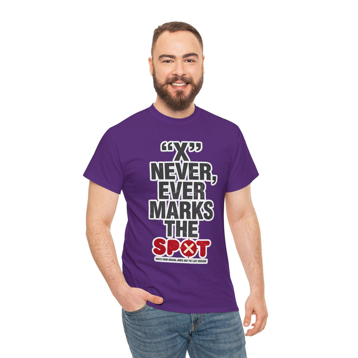 Indiana Jones Inspired T-Shirt — "X" Never, Ever Marks the Spot Pirate Map Humor Tee