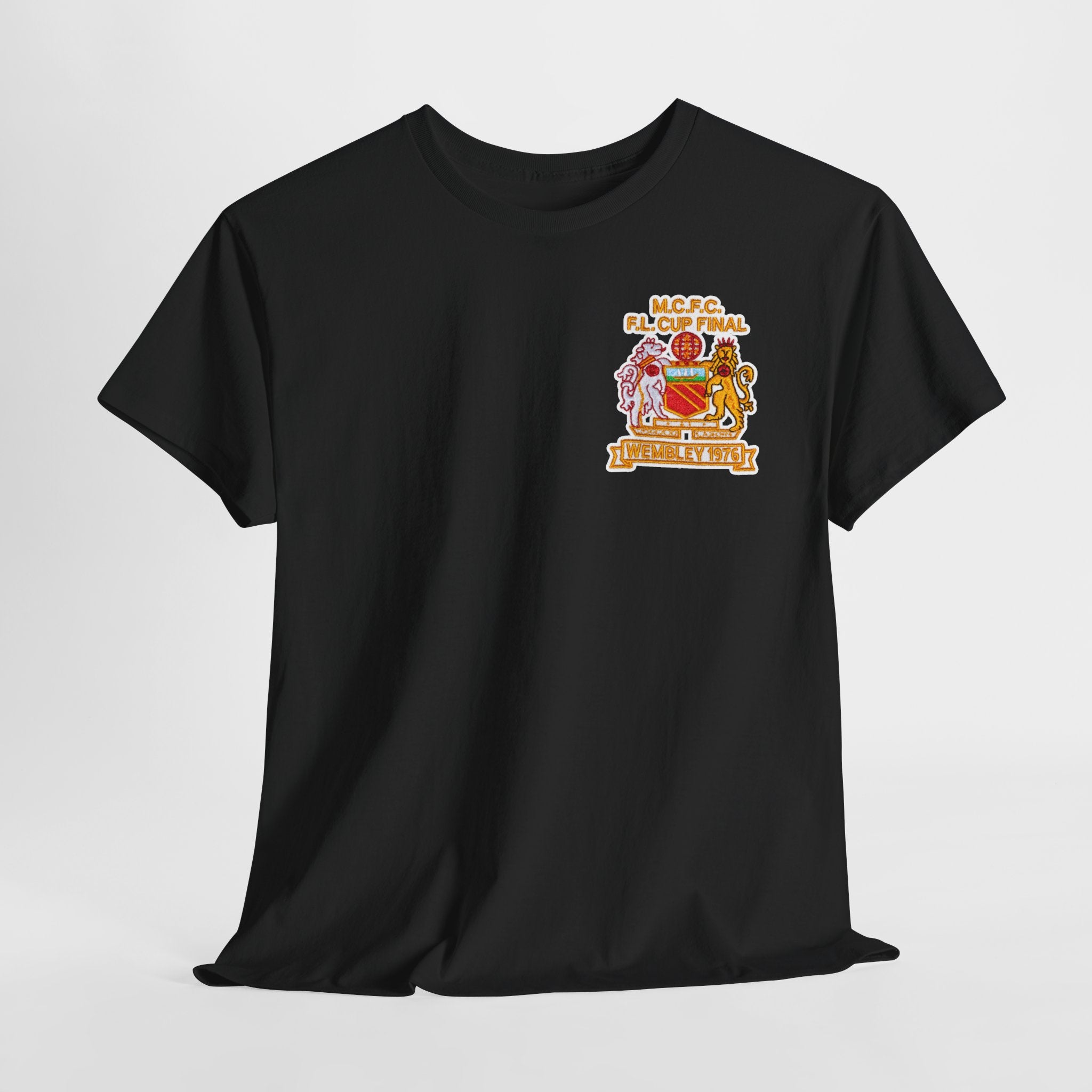 Manchester City 1976 League Cup Final Crest Cotton T‑Shirt — Vintage Football Fan Tee