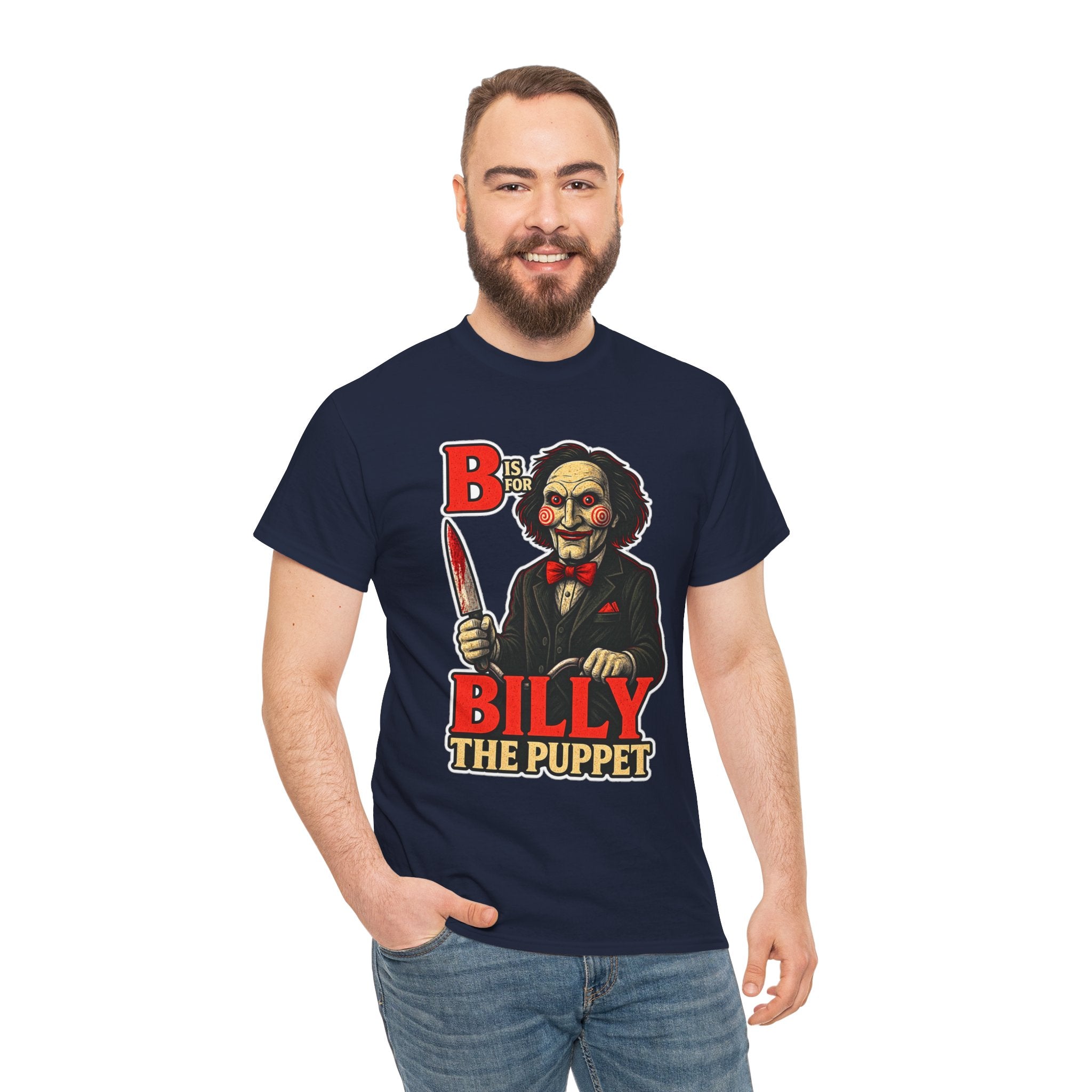 Billy the Puppet Horror Tee — Jigsaw-Style Killer Doll Graphic T-Shirt