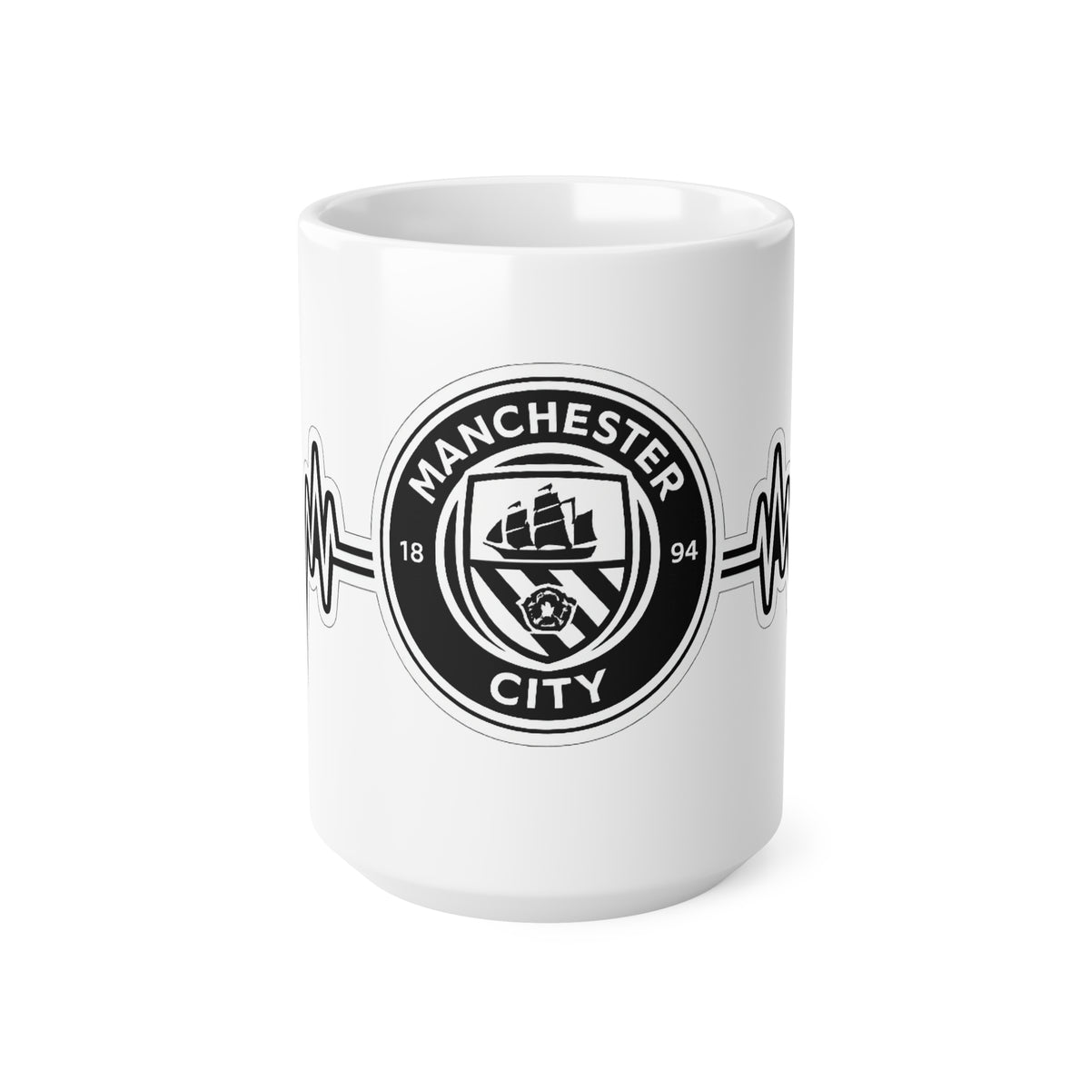 Manchester City Heartbeat Mug — Ceramic Coffee Cup (11oz & 15oz)