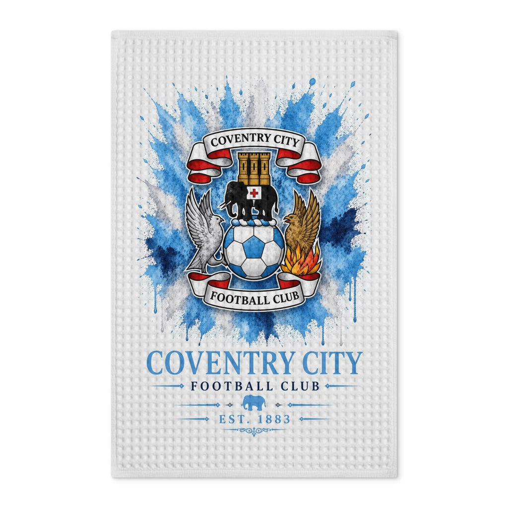 Coventry City Football Club Waffle Tea Towel — Double-Sided Soccer Crest Kitchen Towel