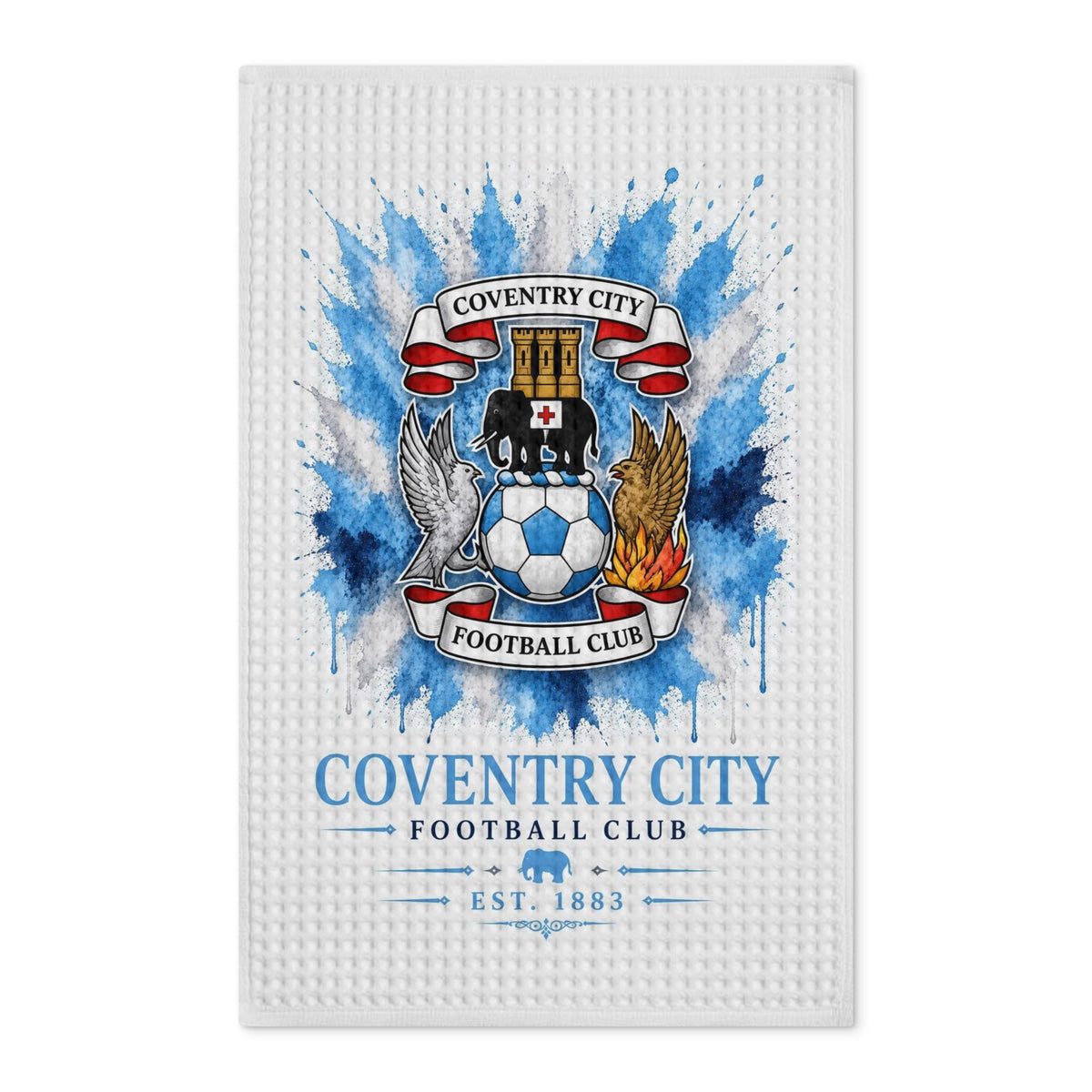 Coventry City Football Club Waffle Tea Towel — Double-Sided Soccer Crest Kitchen Towel