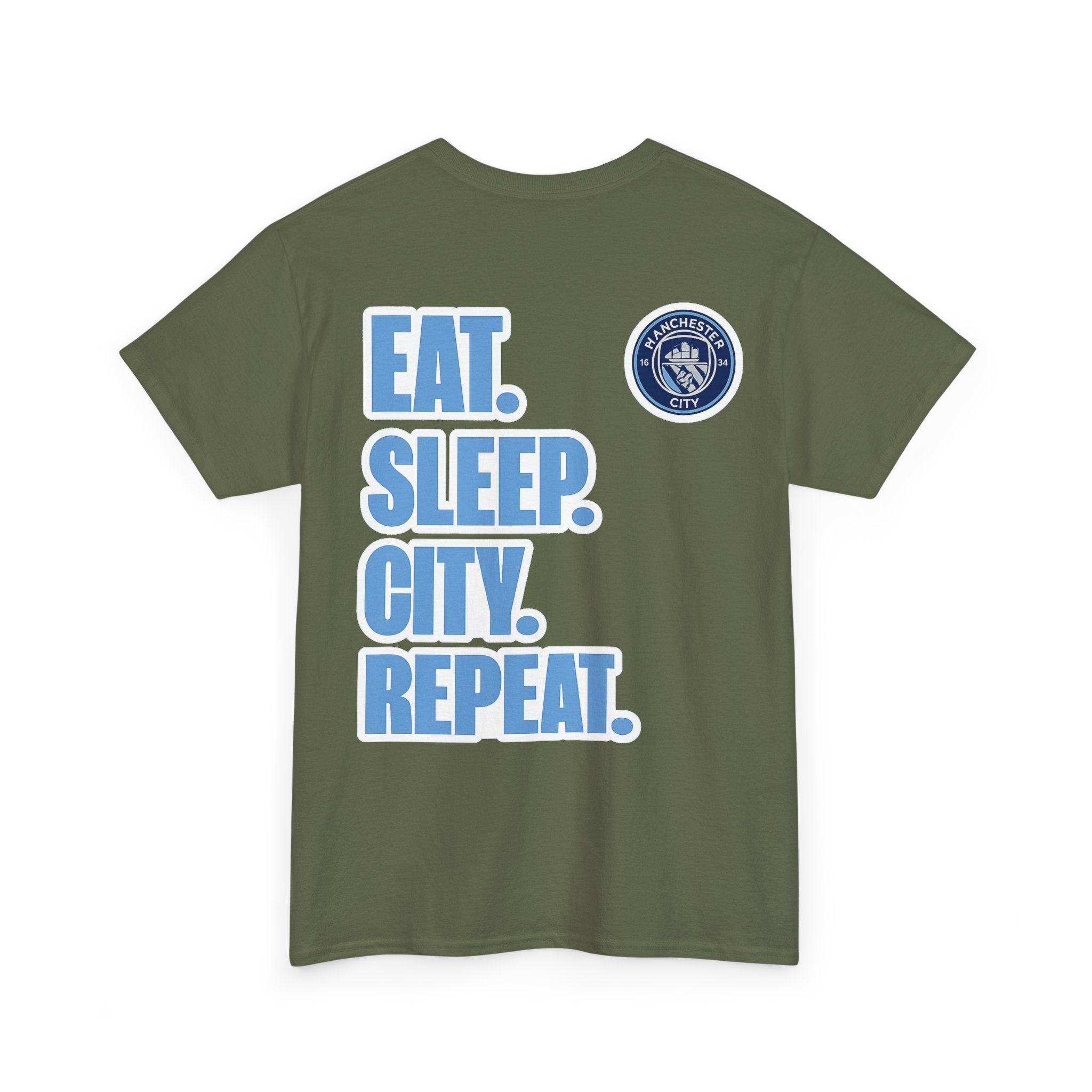 Manchester City T-Shirt – 'Eat. Sleep. City. Repeat.' Football Fan Tee