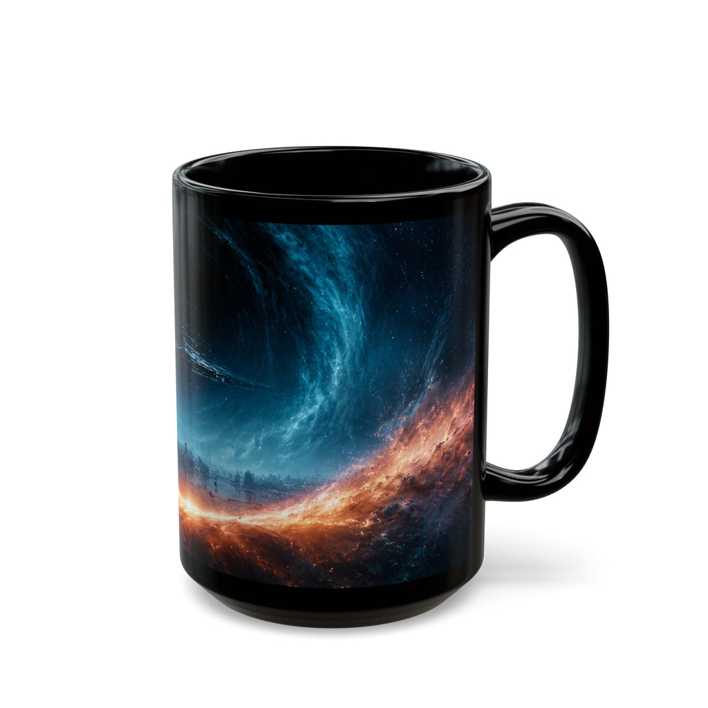 Empire Star Destroyer Galaxy Vortex Black Mug — Cosmic Space Coffee Cup (11oz & 15oz)