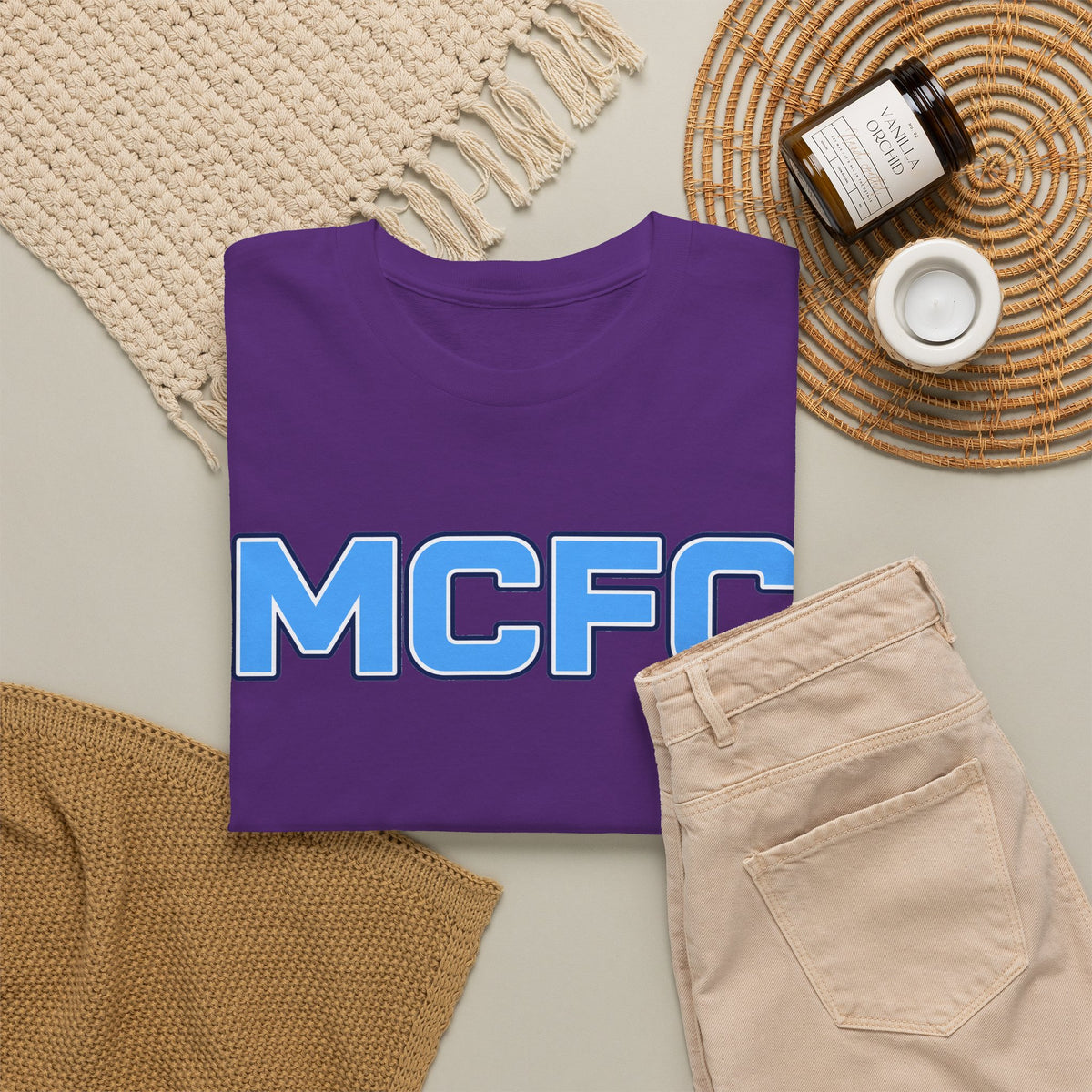 MCFC Logo Cotton T-Shirt — Light Blue Football Fan Tee