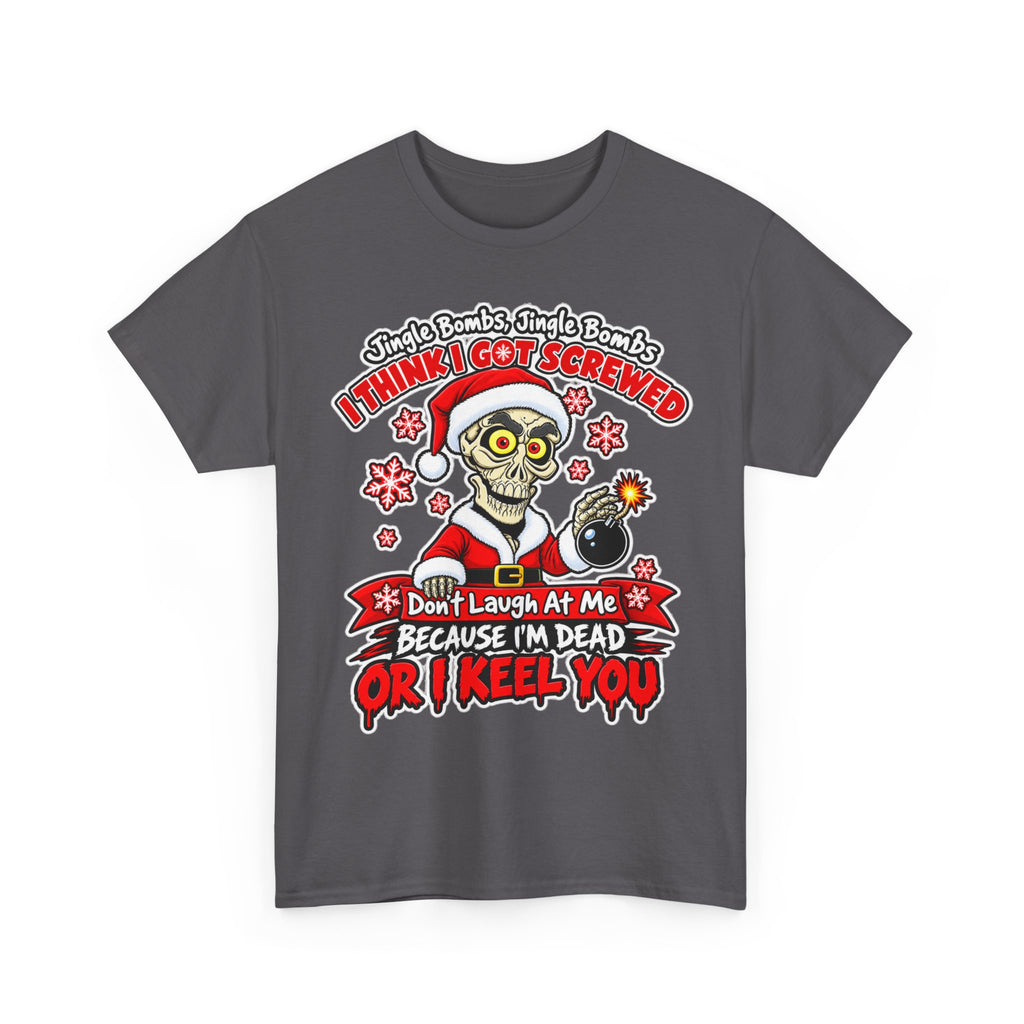 Santa Skull Christmas T-Shirt — "I Think I Got Screwed" Dark Holiday Tee