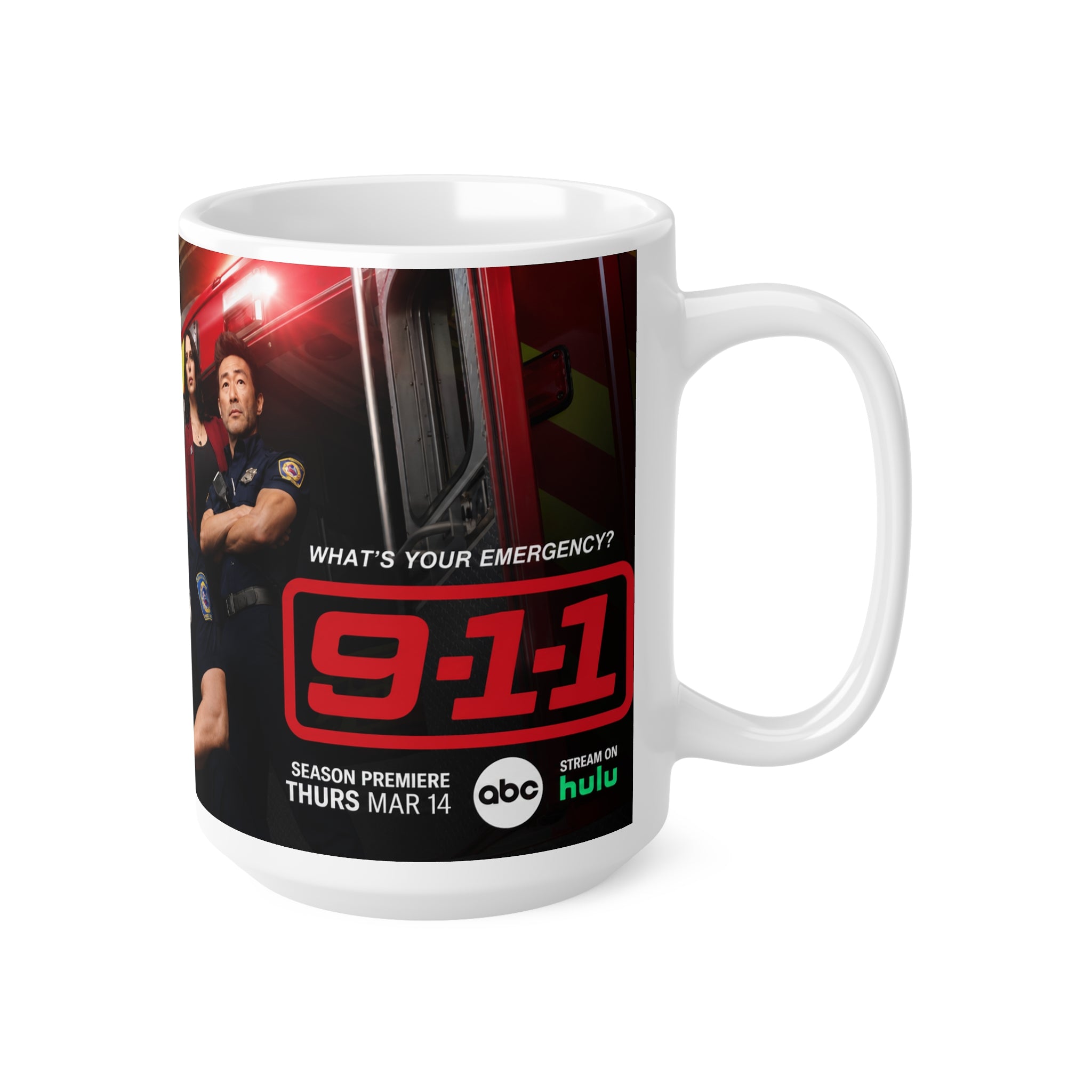 911 Unofficial Ceramic Coffee Mug — Firefighter Team Photo Design (11oz, 15oz)