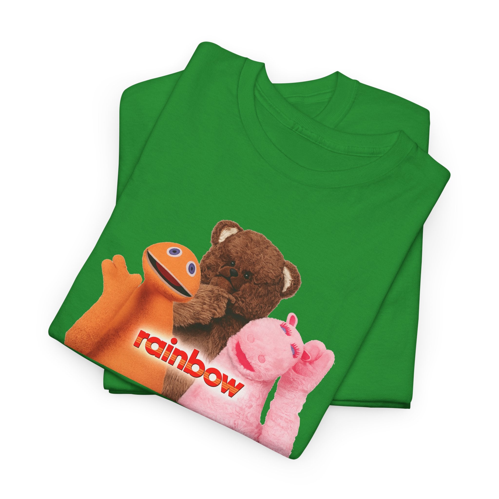 Rainbow Kids TV Zippy, George and Bungle Puppets T-Shirt — Cute Teddy & Hand Puppets Graphic Tee