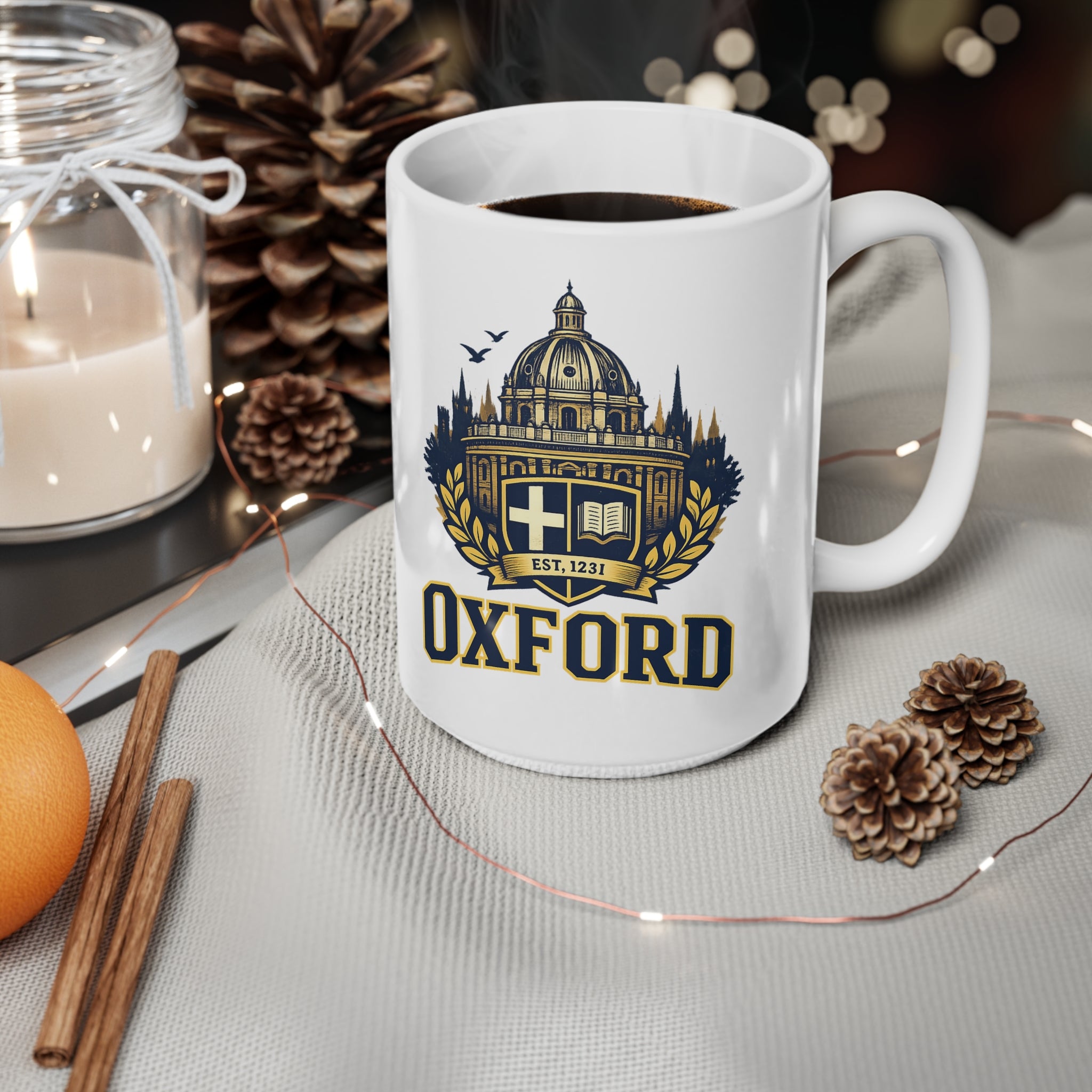 Oxford Crest Ceramic Coffee Mug — University Shield Design, 11oz & 15oz