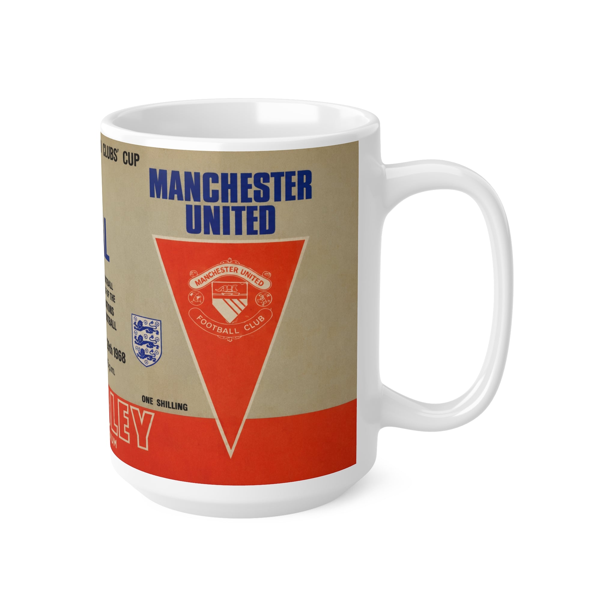 1968 European Cup Final Programme Cover Inspired Benfica vs Man Utd Vintage Coffee Football Mug