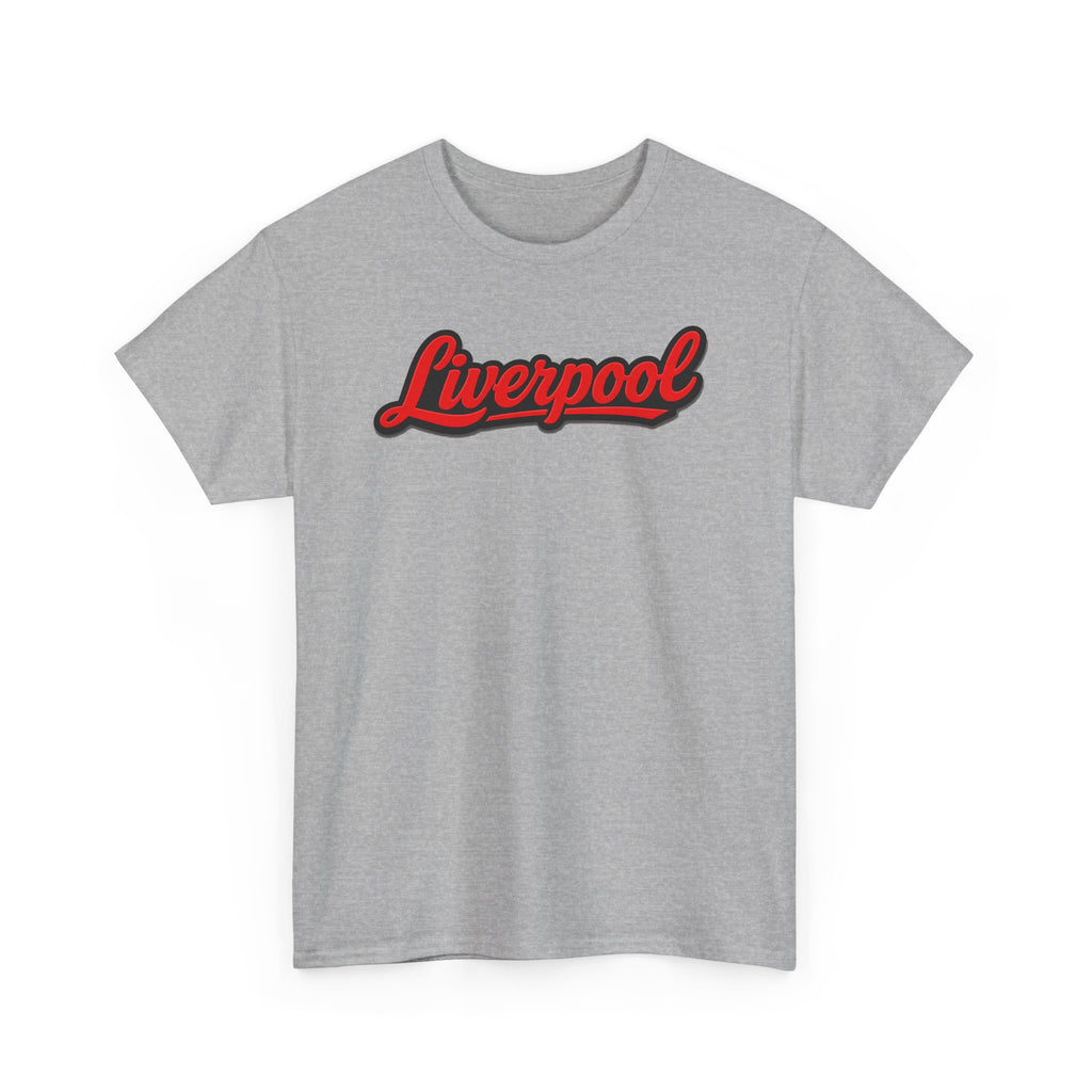 Liverpool Script T-Shirt — Retro Red Script Football Fan Tee
