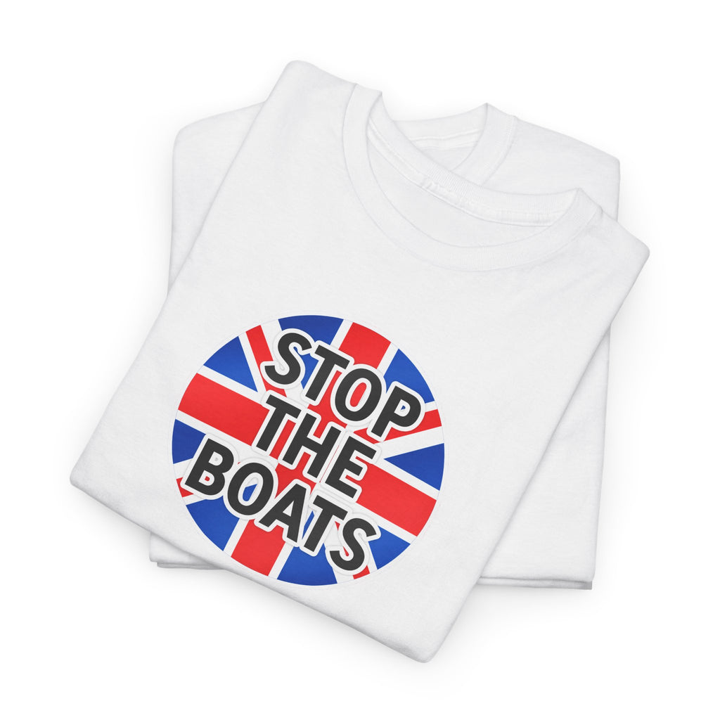 Stop The Boats Union Jack Protest Cotton T-Shirt / Tee