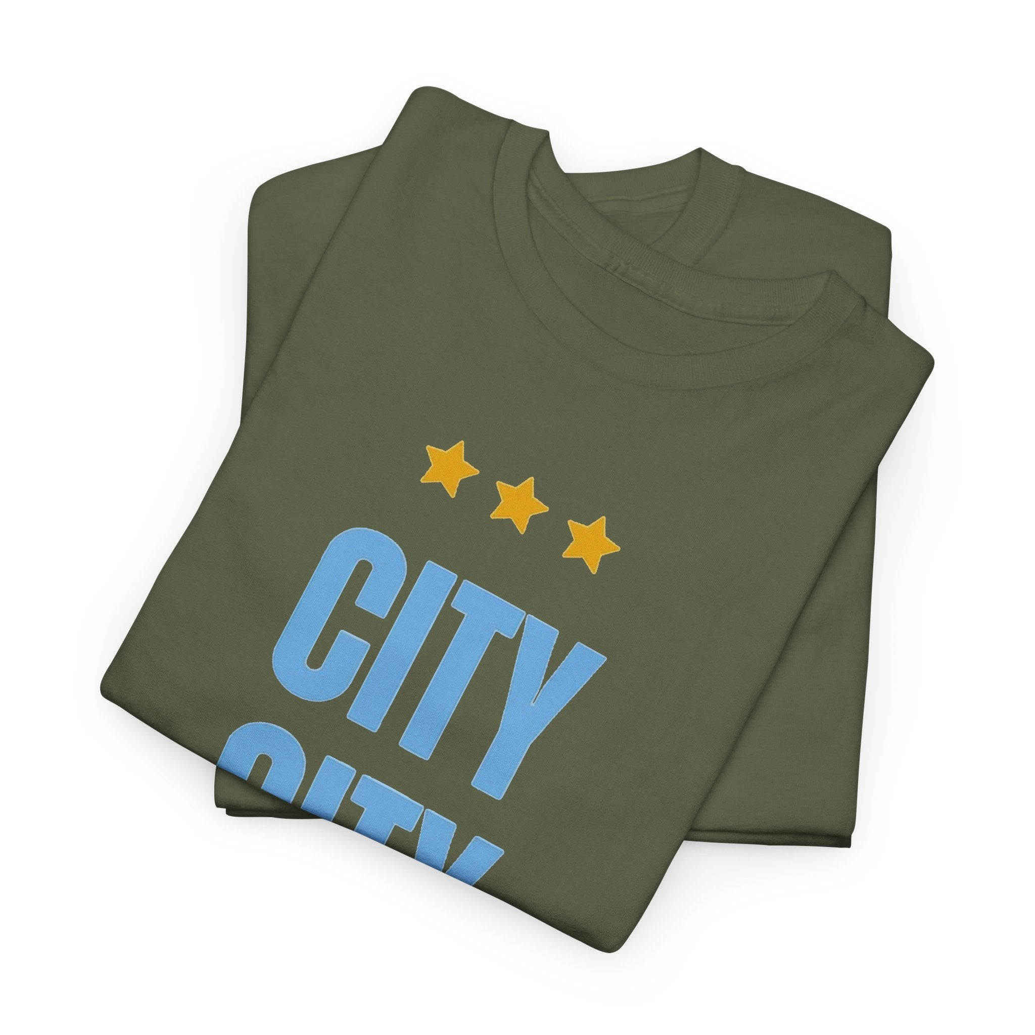 Manchester City City City Tee — Retro Three-Star Premier League Lion Soccer Shirt