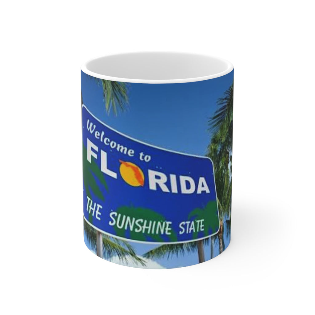 Florida Welcome Sign Coffee Mug — The Sunshine State Ceramic Travel Coffee Cup