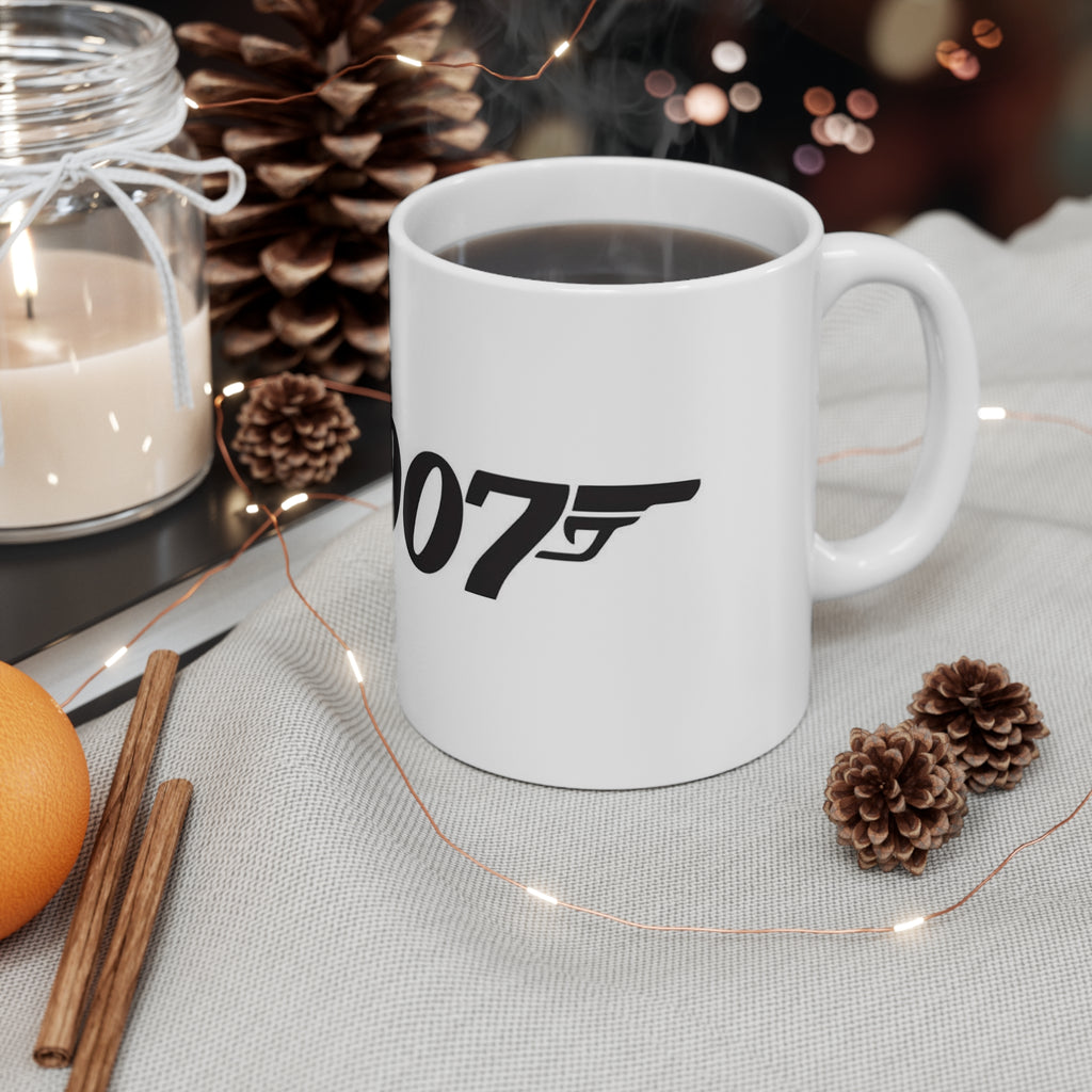 007 Spy Silhouette Mug — James Bond Style Ceramic Coffee Cup (11oz & 15oz)