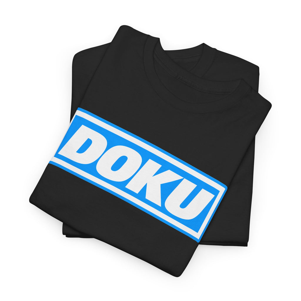 Doku Manchester City Player Logo Cotton Tee — Minimal Blue Box Graphic T-Shirt