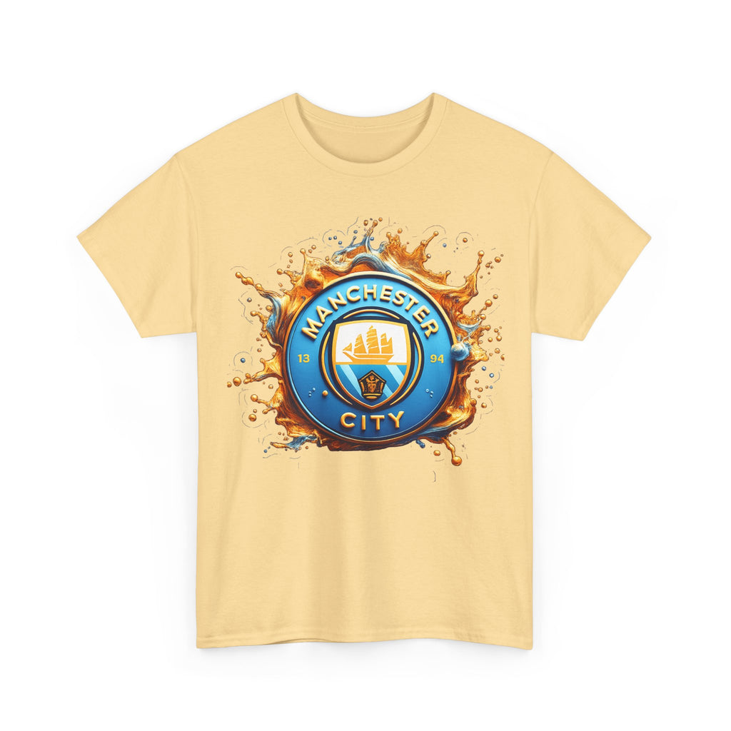 Manchester City Inspired Splash Logo Cotton T-Shirt