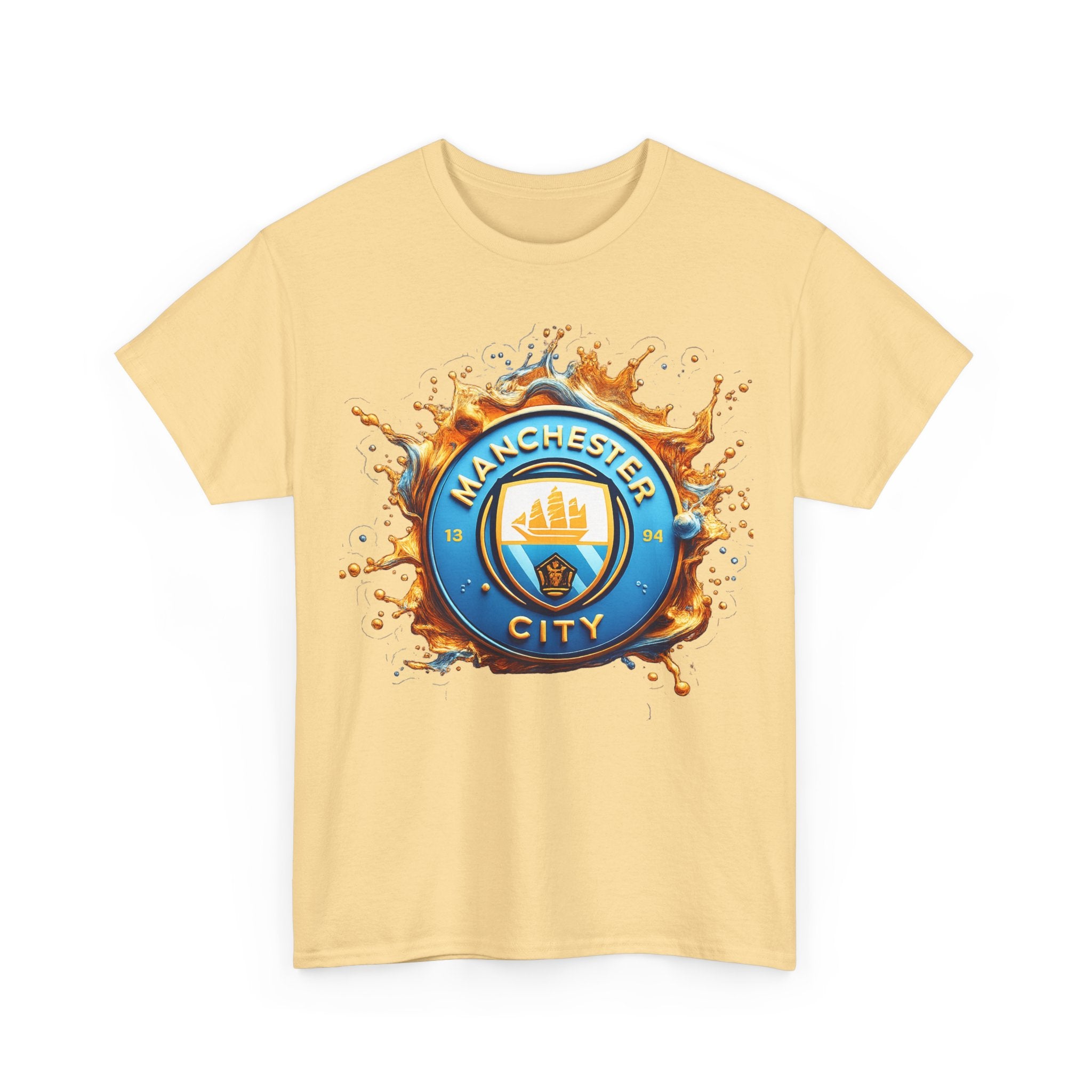 Manchester City Inspired Splash Logo Cotton T-Shirt
