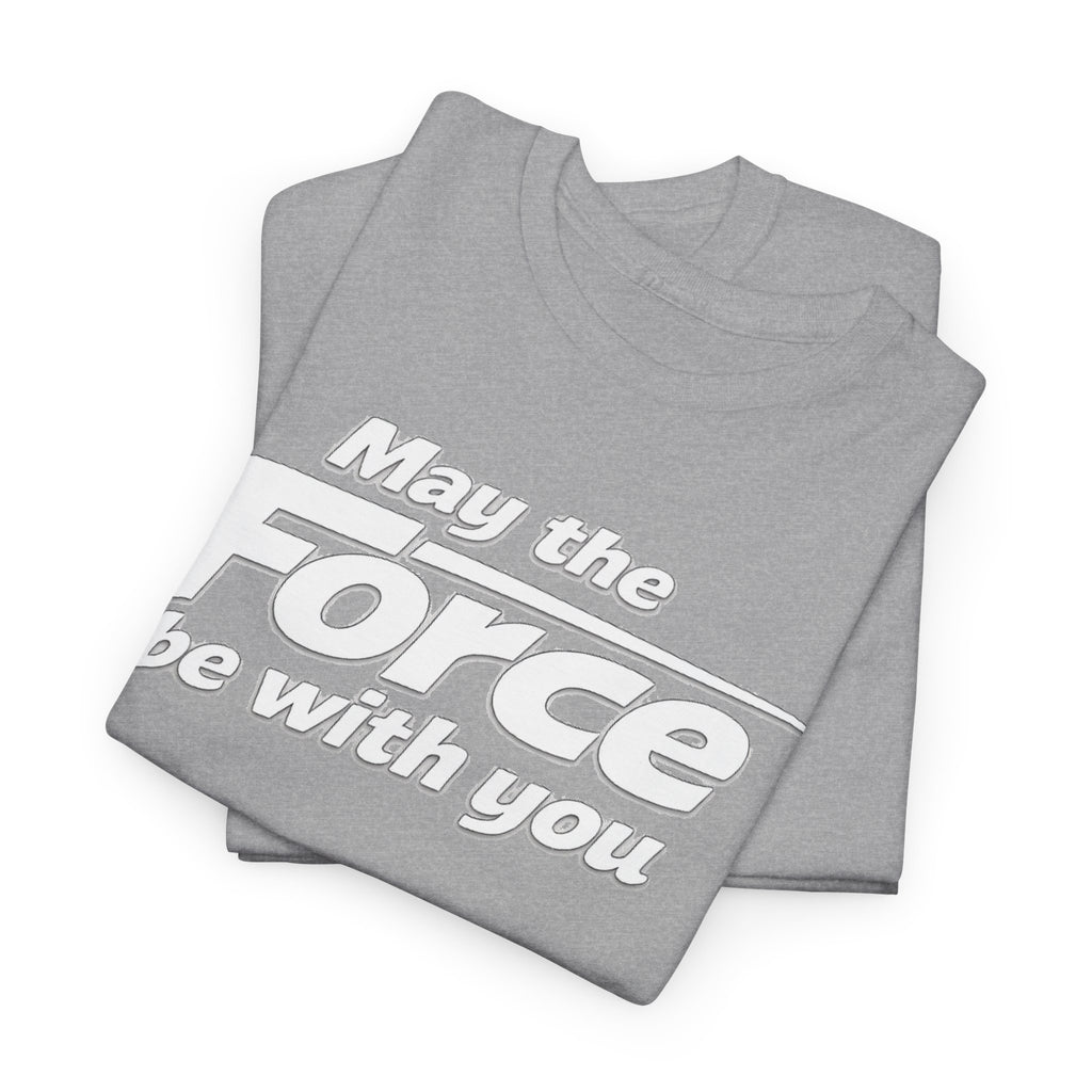 "May the Force Be With You" Retro Embossed Graphic T‑Shirt —