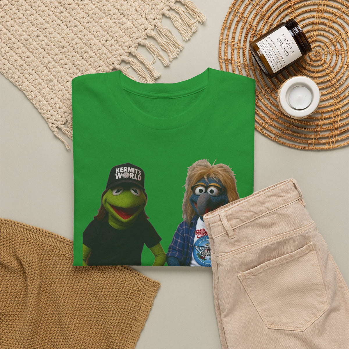 Kermit & Gonzo Waynes World Inspired Character Graphic T-Shirt