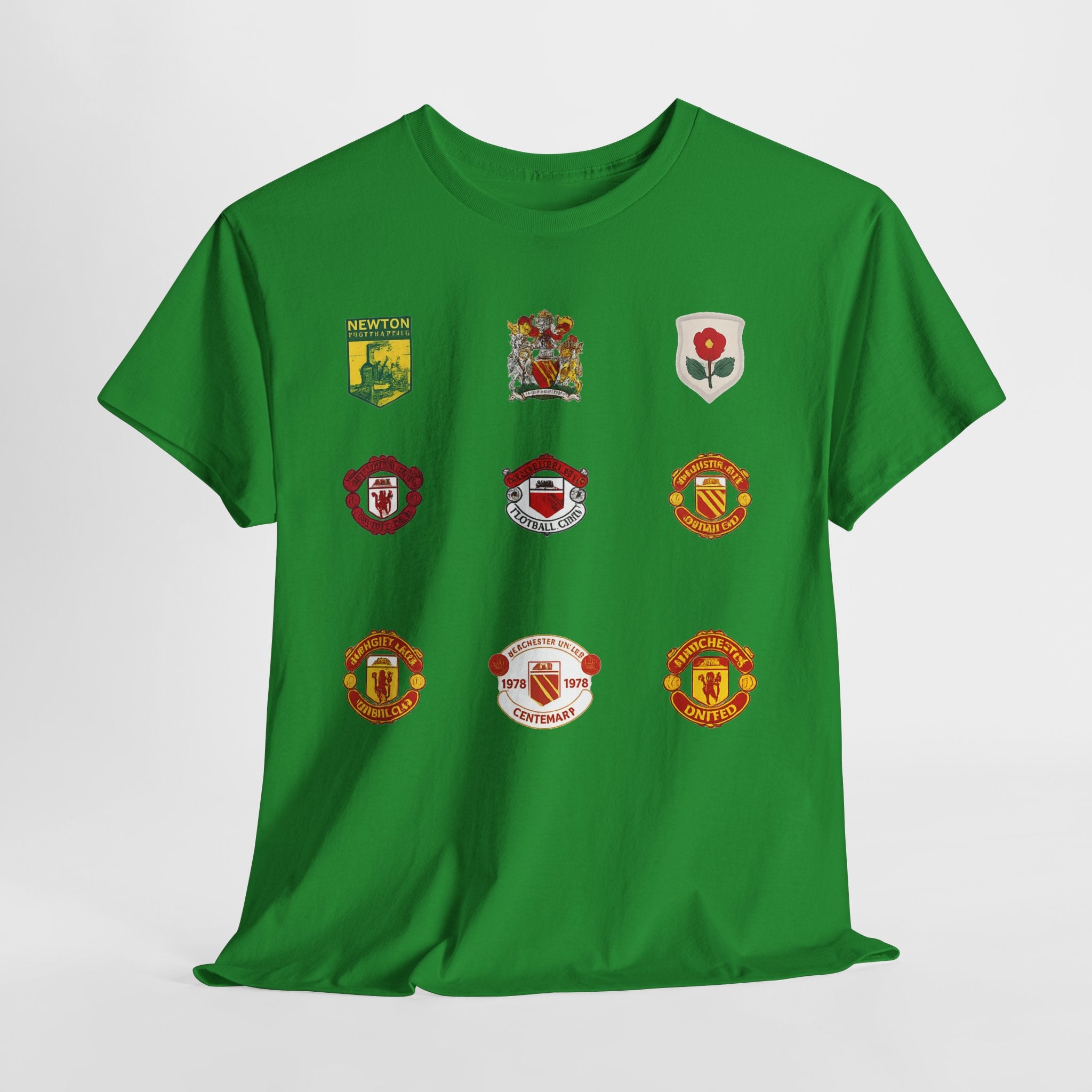 Manchester United T-Shirt — Vintage Football Club Badge Collage Tee