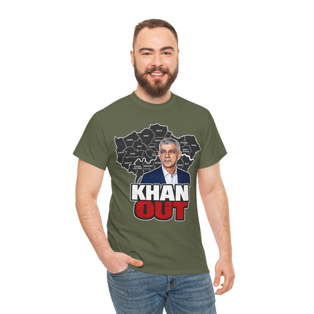Sadiq Khan Out" Political Protest Tee with Sadiq Khan Graphic T-Shirt