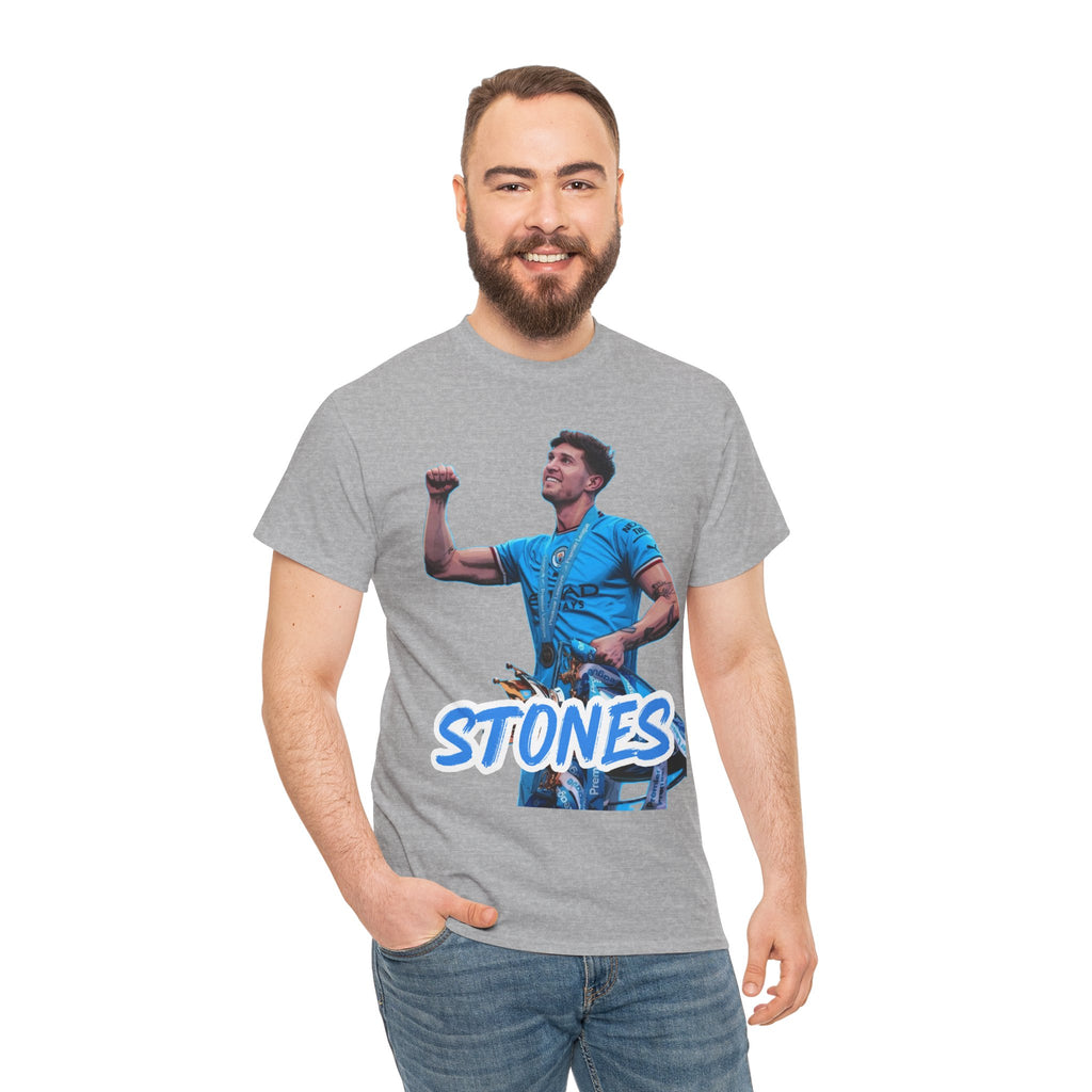 John Stones Manchester City Soccer Fan Tee — Blue Player Graphic T-Shirt