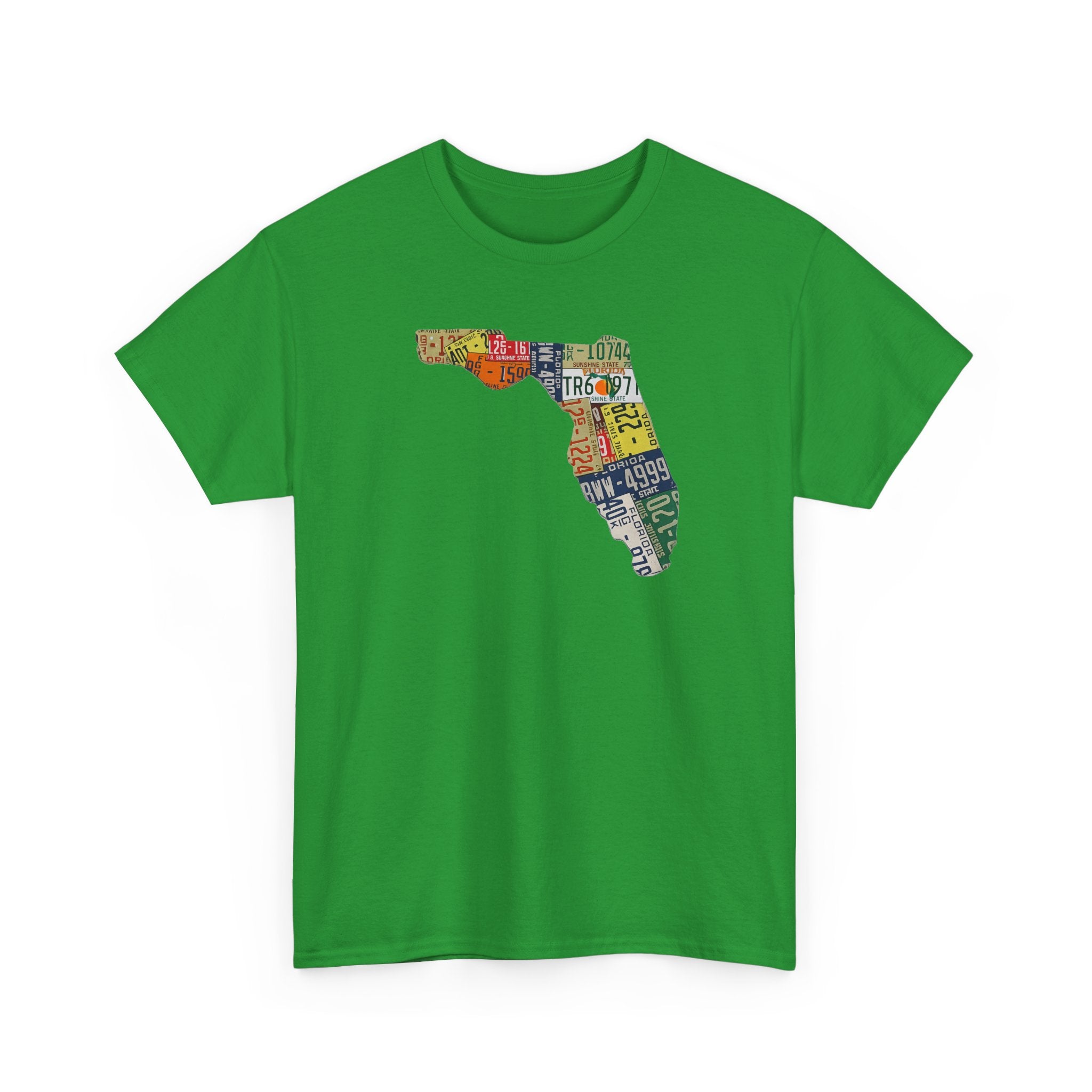 Florida License Plate Map T-Shirt — Vintage State Silhouette Tee
