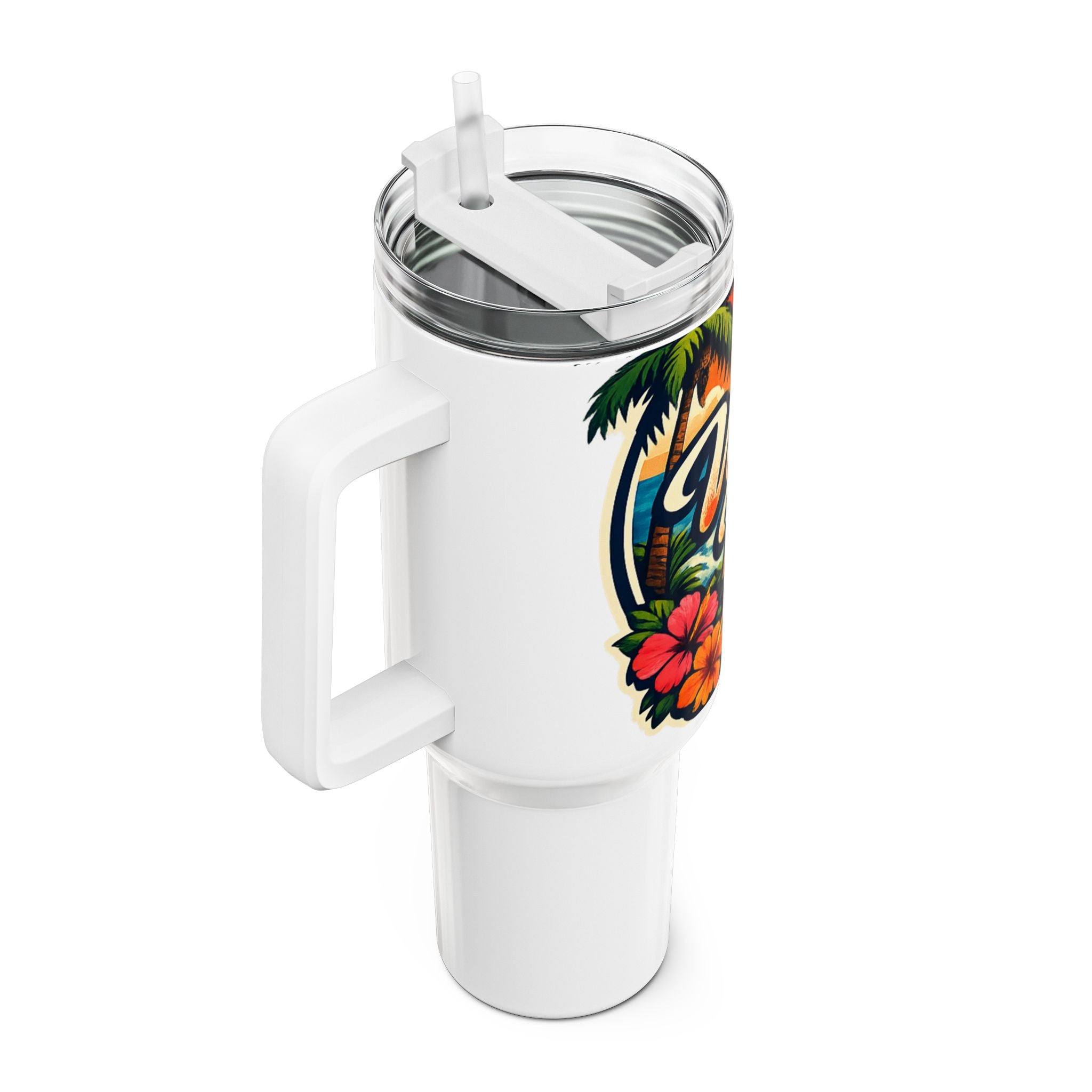 West Palm Beach 40oz Travel Tumbler — Tropical Sunset Palm Beach Cup