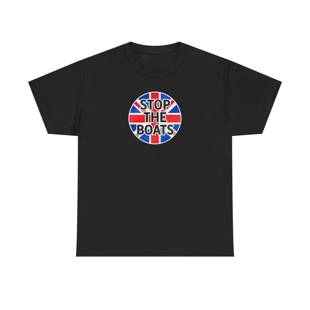 Stop The Boats Union Jack Protest Cotton T-Shirt / Tee
