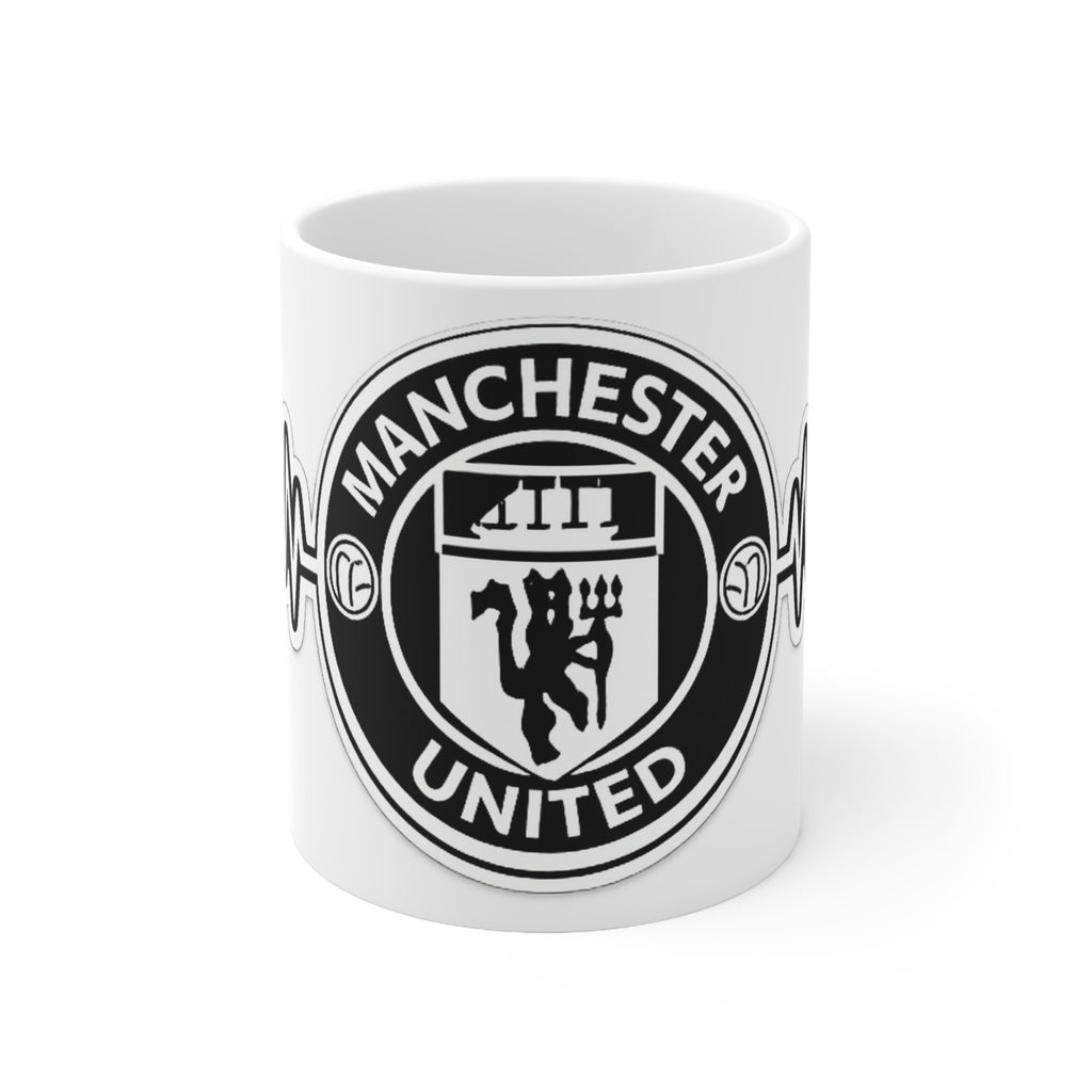 Manchester United Inspired Heartbeat Mug — Ceramic Coffee Cup (11oz & 15oz)