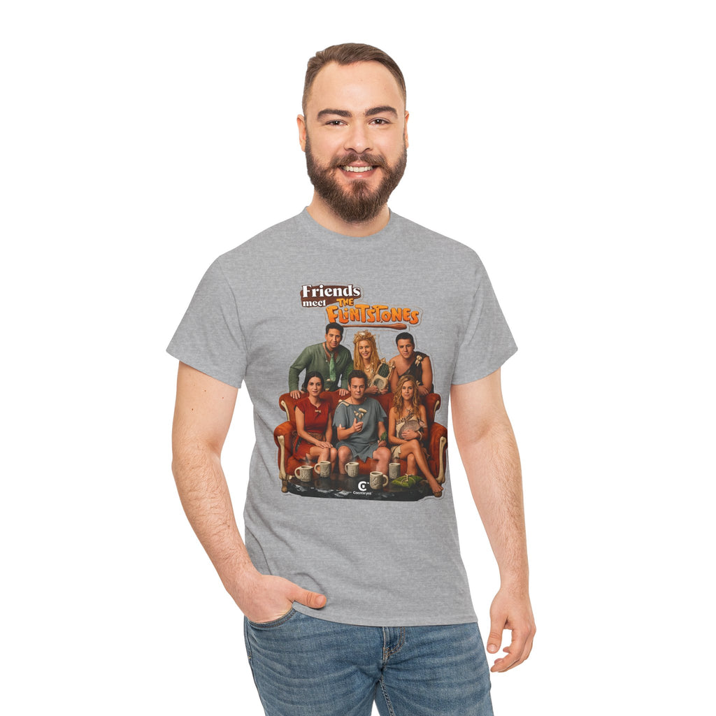 Friends meets the Flintstones TV Sitcom Cast Graphic Tee — 'Friends' Retro Couch Design