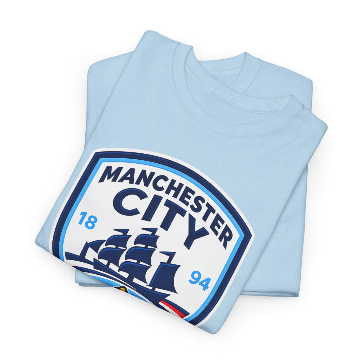 Manchester City Inspired Crest Cotton T-Shirt