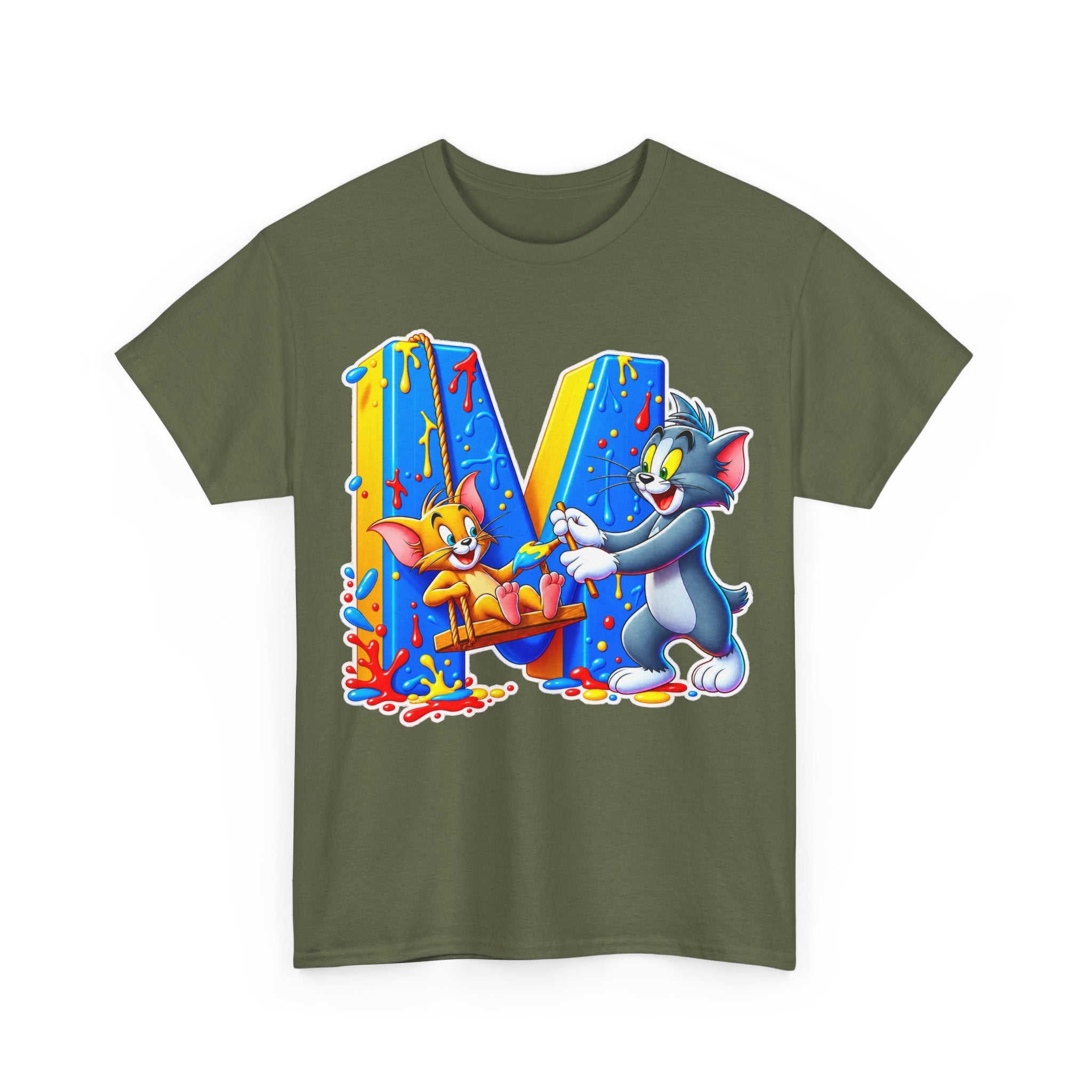 Tom & Jerry Letter M Cotton T-Shirt — Retro Cartoon Graphic Tee