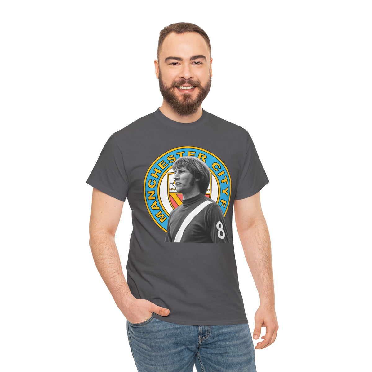 Colin Bell Manchester City Retro Player Portrait Cotton Tee