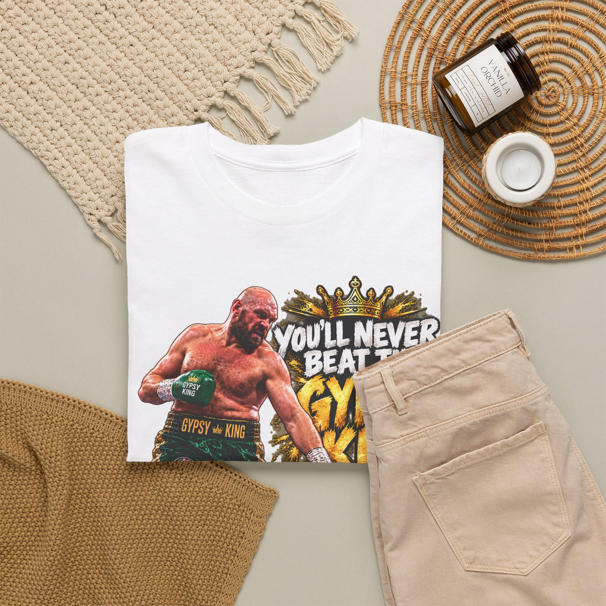 Boxing Graphic Tee – "You'll Never Beat the Gypsy King" Fight Shirt