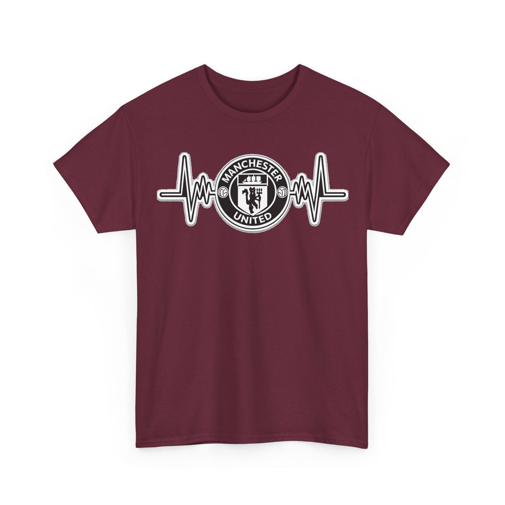Manchester United Inspired Heartbeat T‑Shirt — Football Fan Pulse Tee