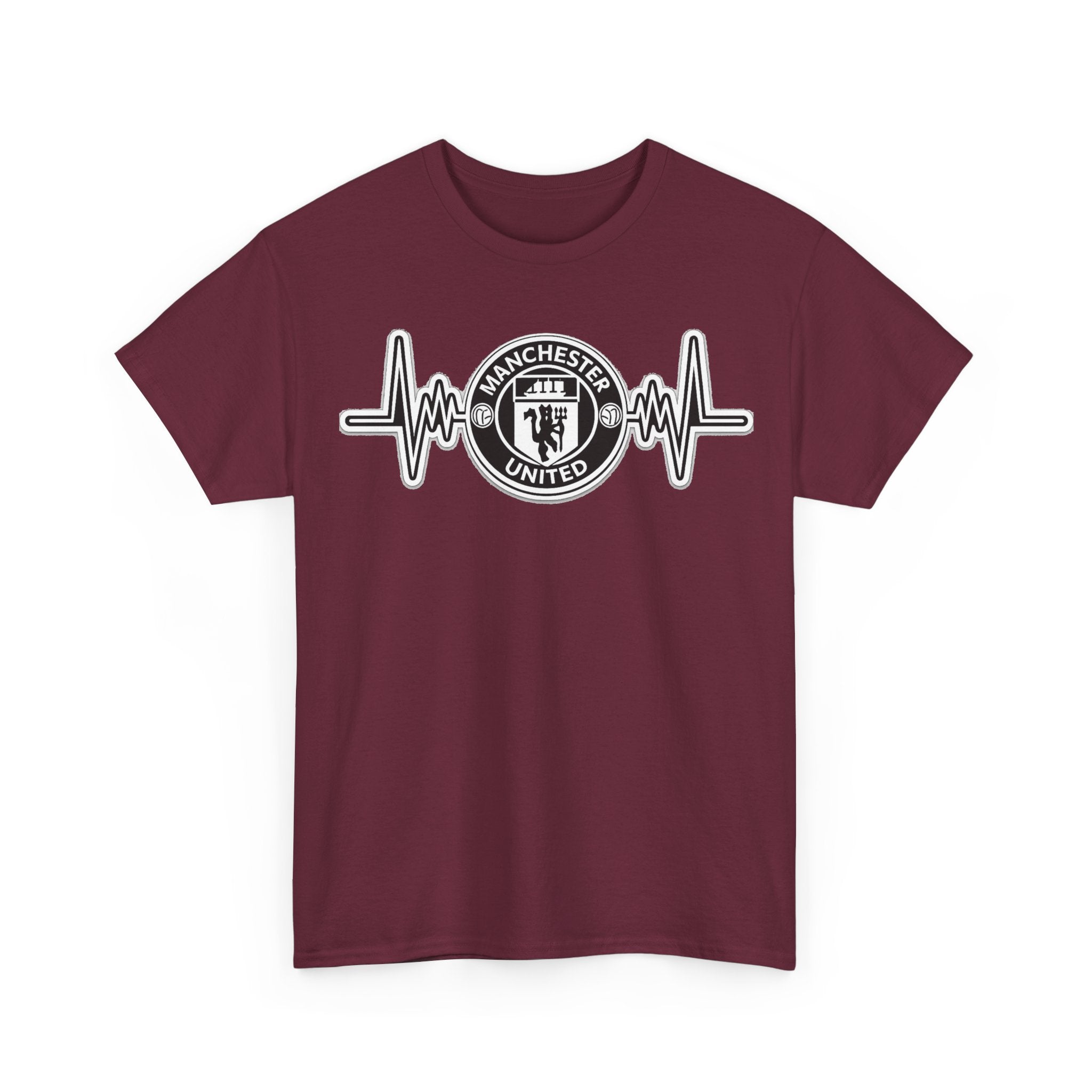 Manchester United Inspired Heartbeat T‑Shirt — Football Fan Pulse Tee