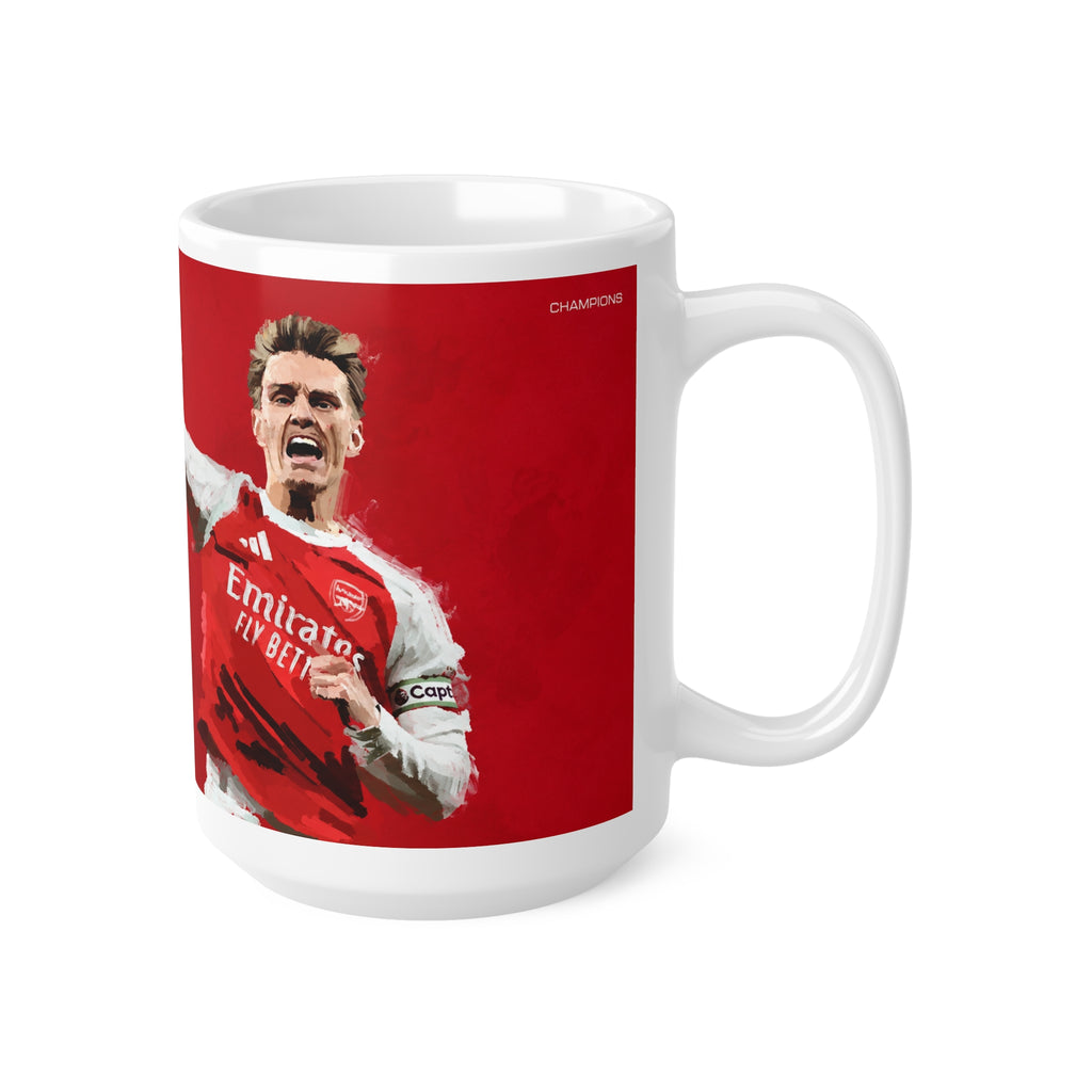 Martin Ødegaard Arsenal Champions Coffee Mug — Football Player Jersey Design (11oz & 15oz)