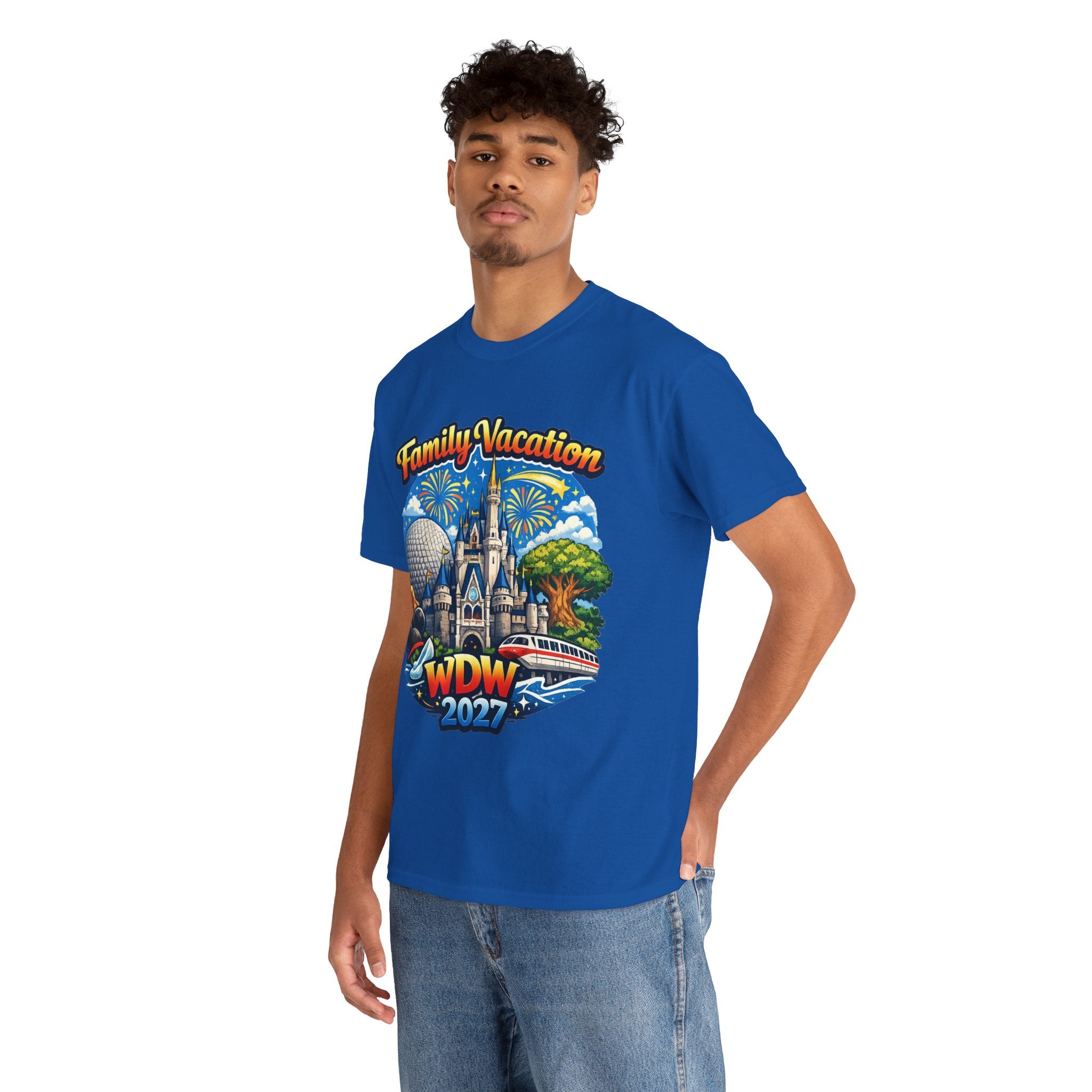 Family Vacation WDW 2027 T-Shirt – Disney Park Castle & Fireworks Vacation Tee