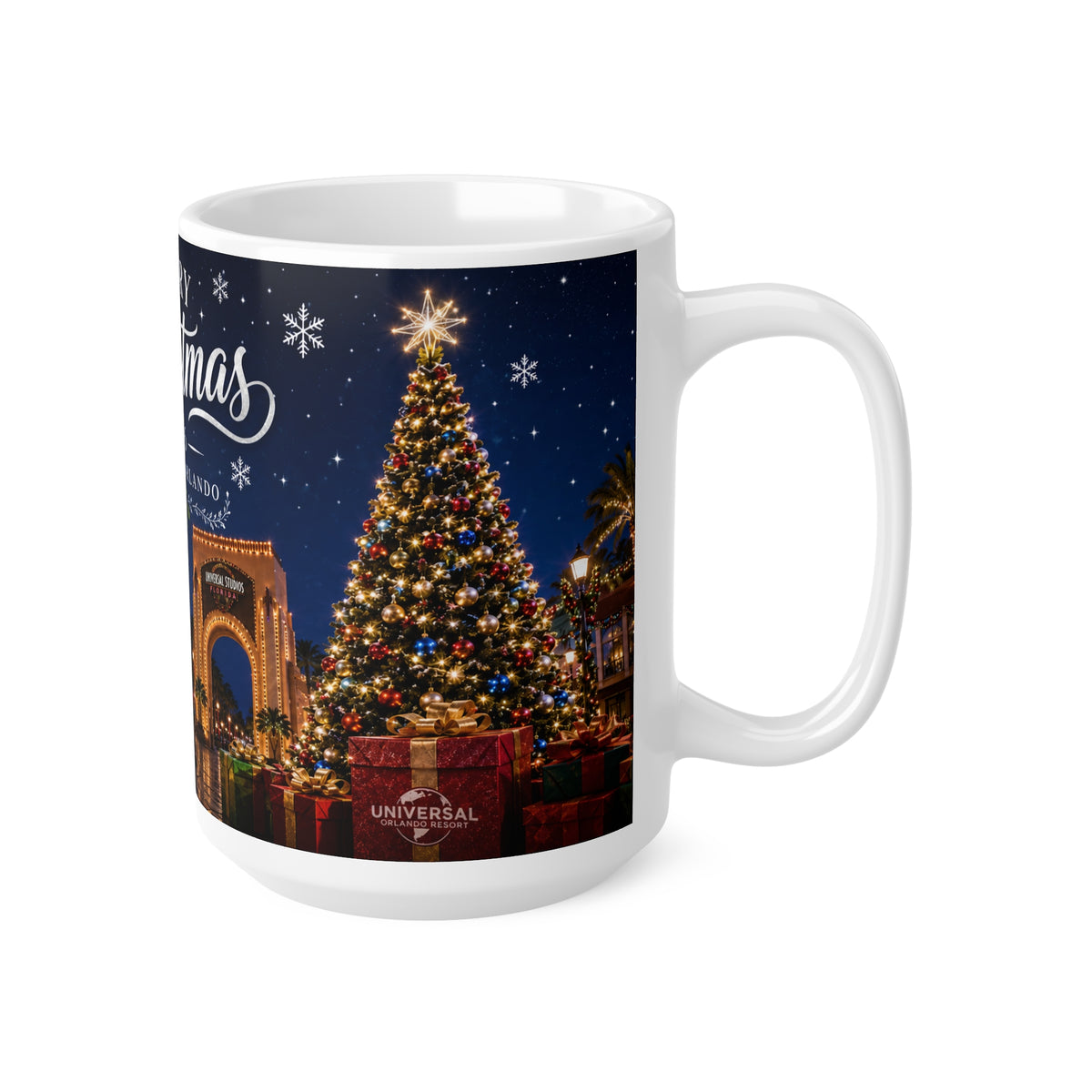 Christmas 2026 Universal Orlando Coffee Mug — Merry Christmas Resort Souvenir (11oz/15oz)