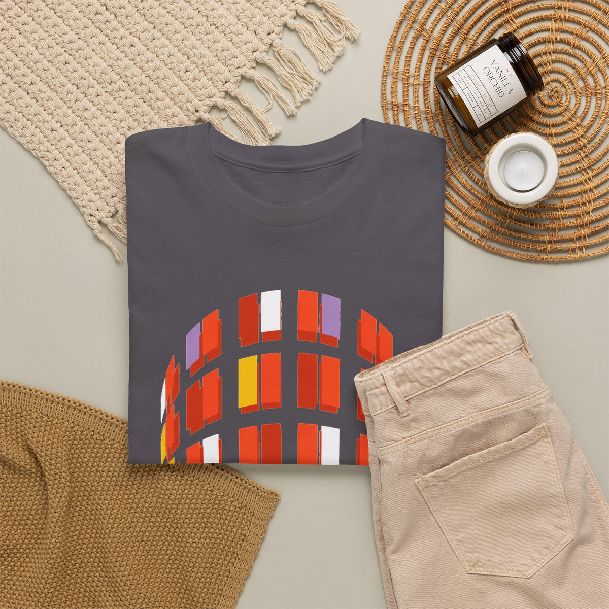 Hacienda Arch Graphic Cotton T-Shirt Tee — Retro Sunset Window Illustration