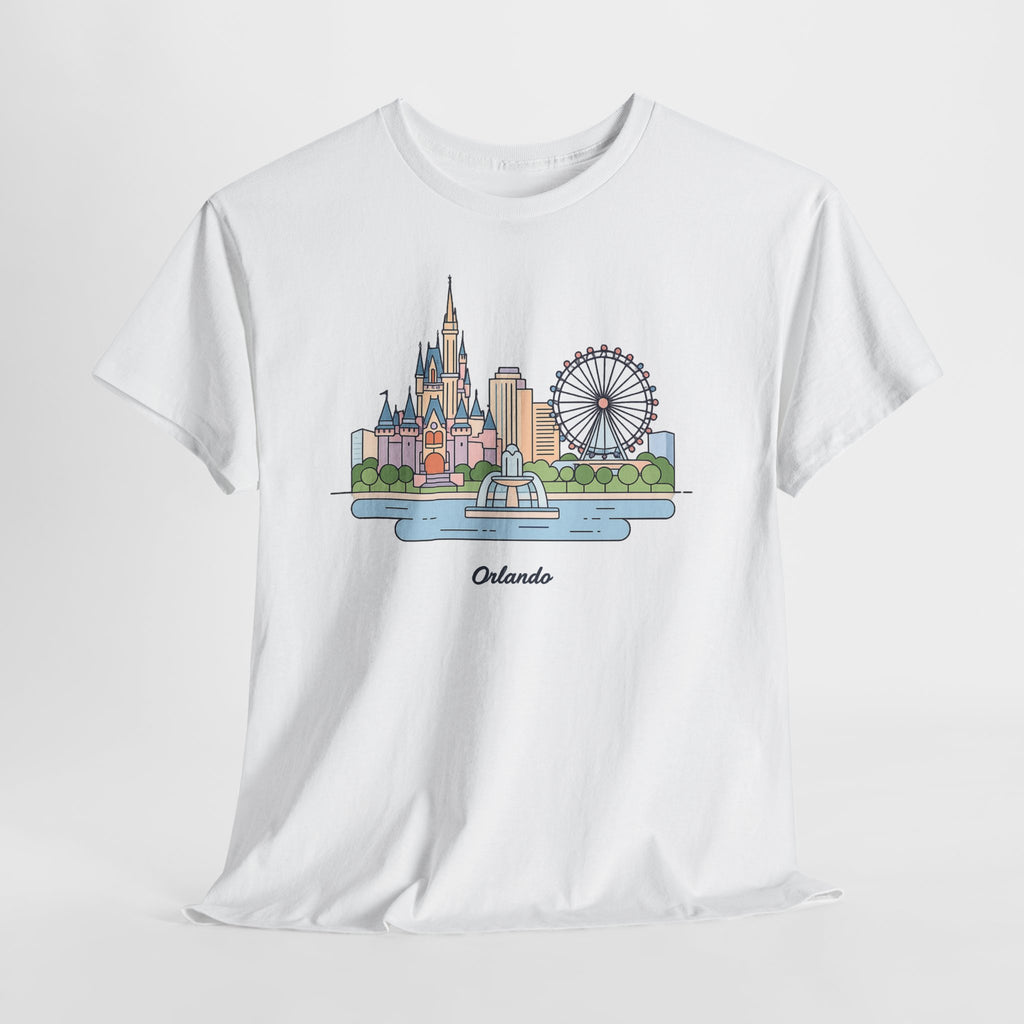 Orlando Skyline T-Shirt — Cute Cityscape Graphic Tee with 'Orlando' Text