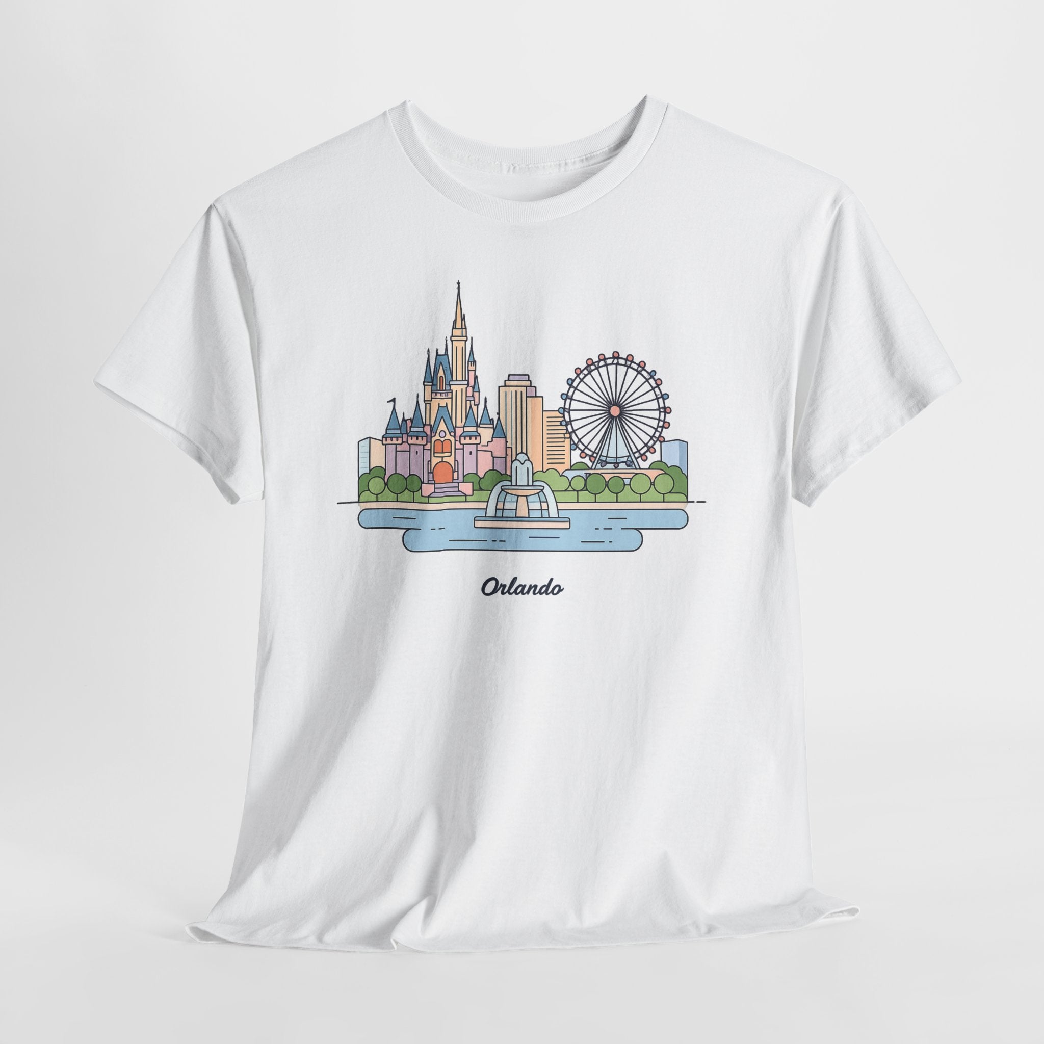 Orlando Skyline T-Shirt — Cute Cityscape Graphic Tee with 'Orlando' Text