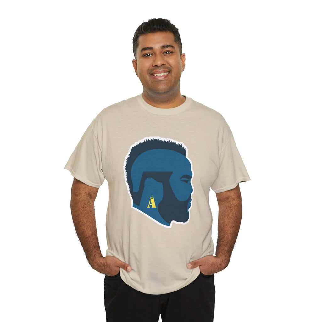 Mr T Profile Silhouette T‑Shirt – Blue Head & Gold Earring Graphic
