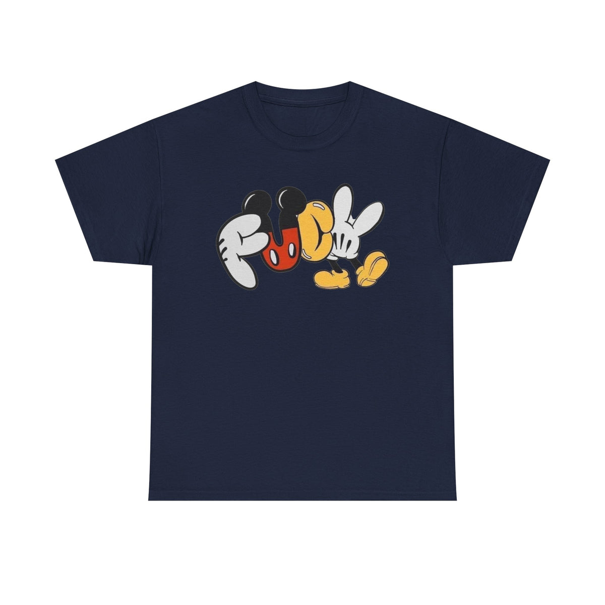 F**K Disney Graphic Tee — Playful Cartoon Hands & Shoes Design