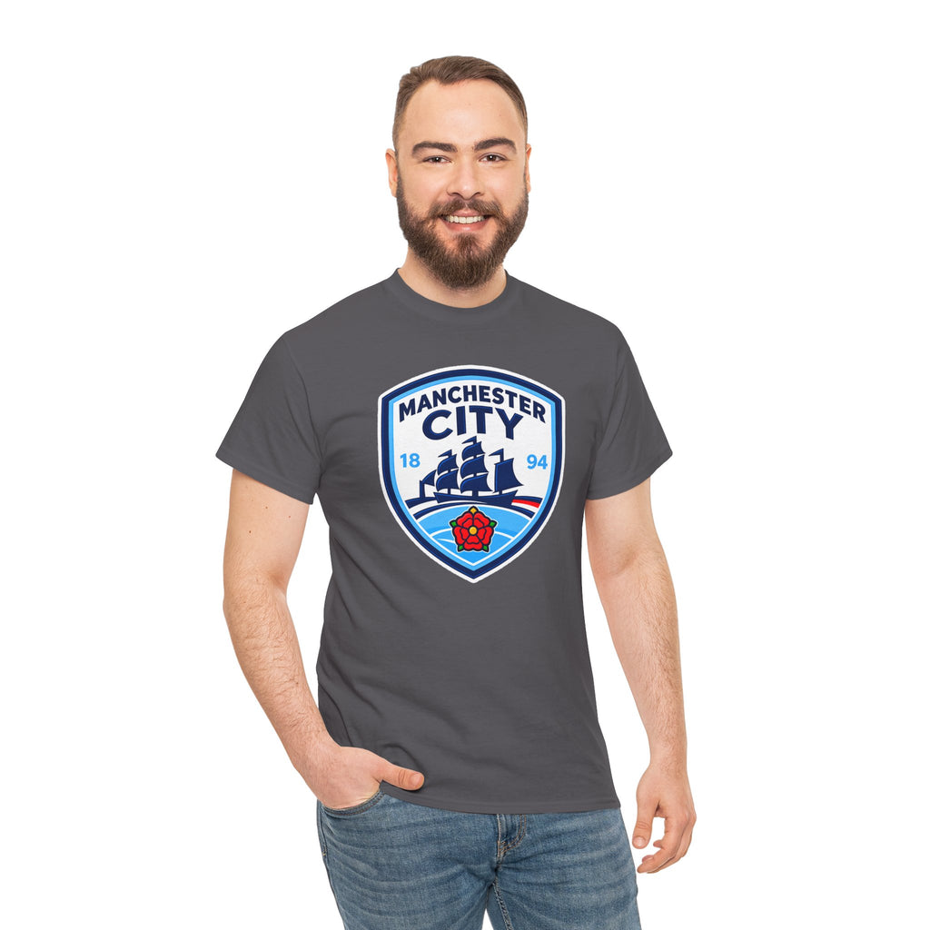 Manchester City Inspired Crest Cotton T-Shirt
