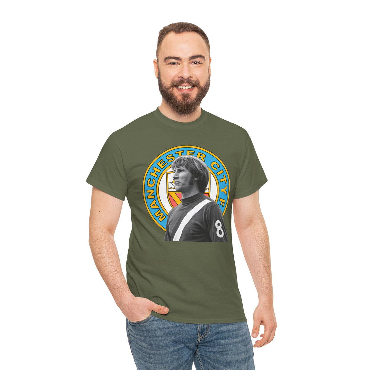 Colin Bell Manchester City Retro Player Portrait Cotton Tee